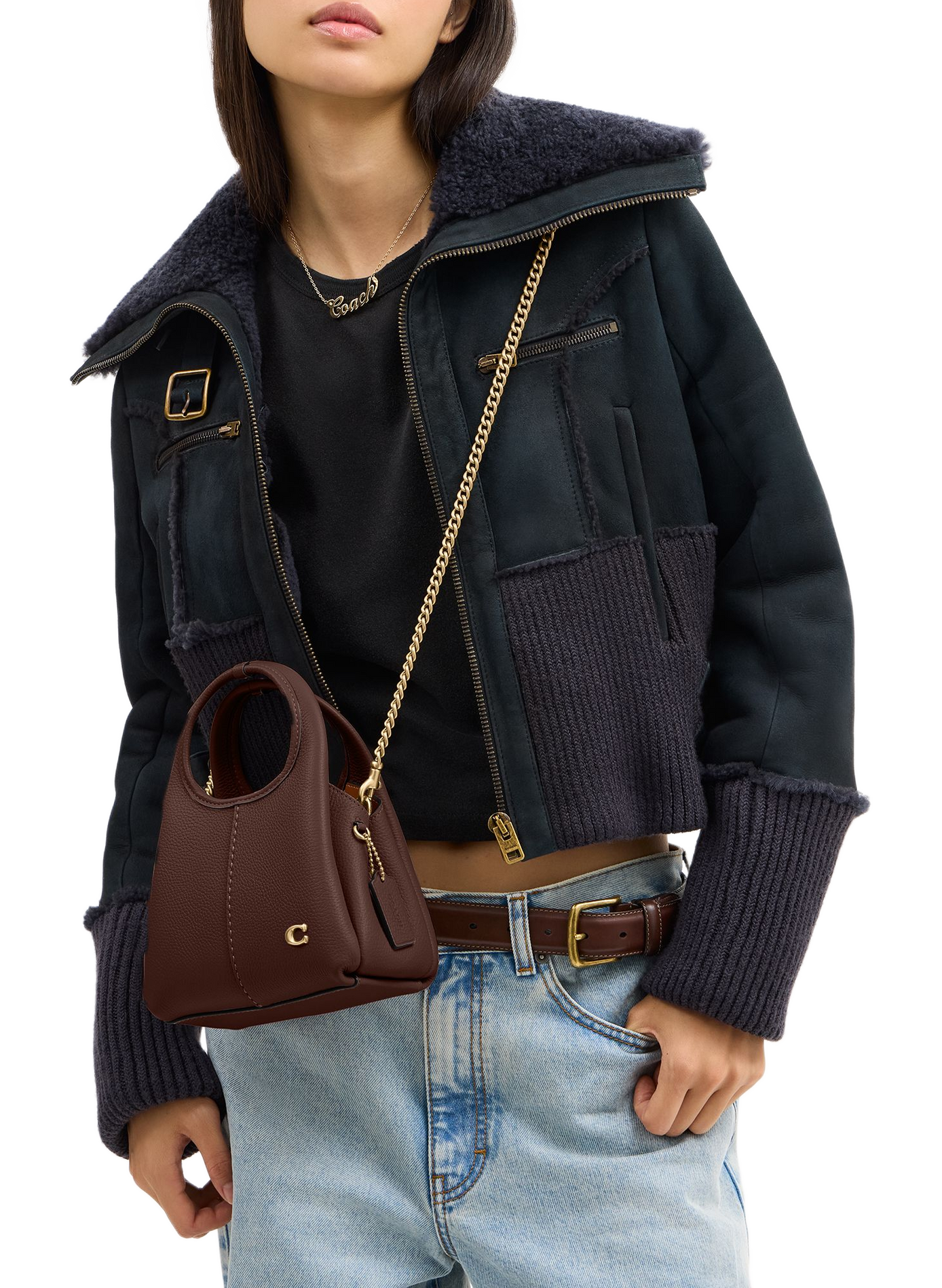 Sac à bandoulière Lana en cuir COACH Marron
