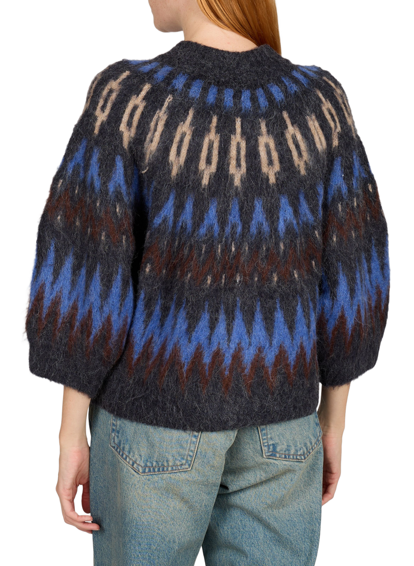 Strickjacke mit Reißverschluss und Muster OBJECT Blau