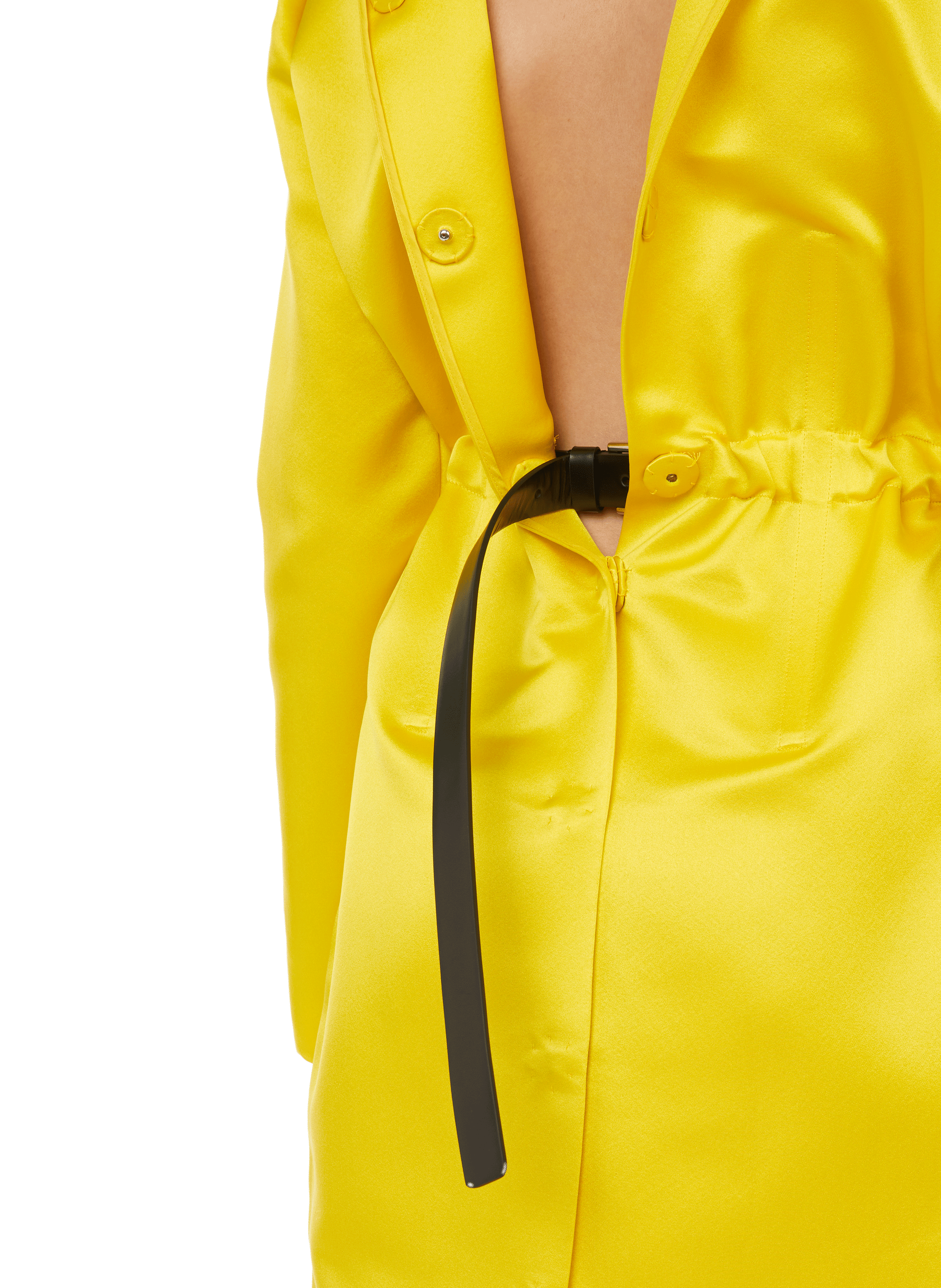 Silk satin sheath dress PRADA Yellow