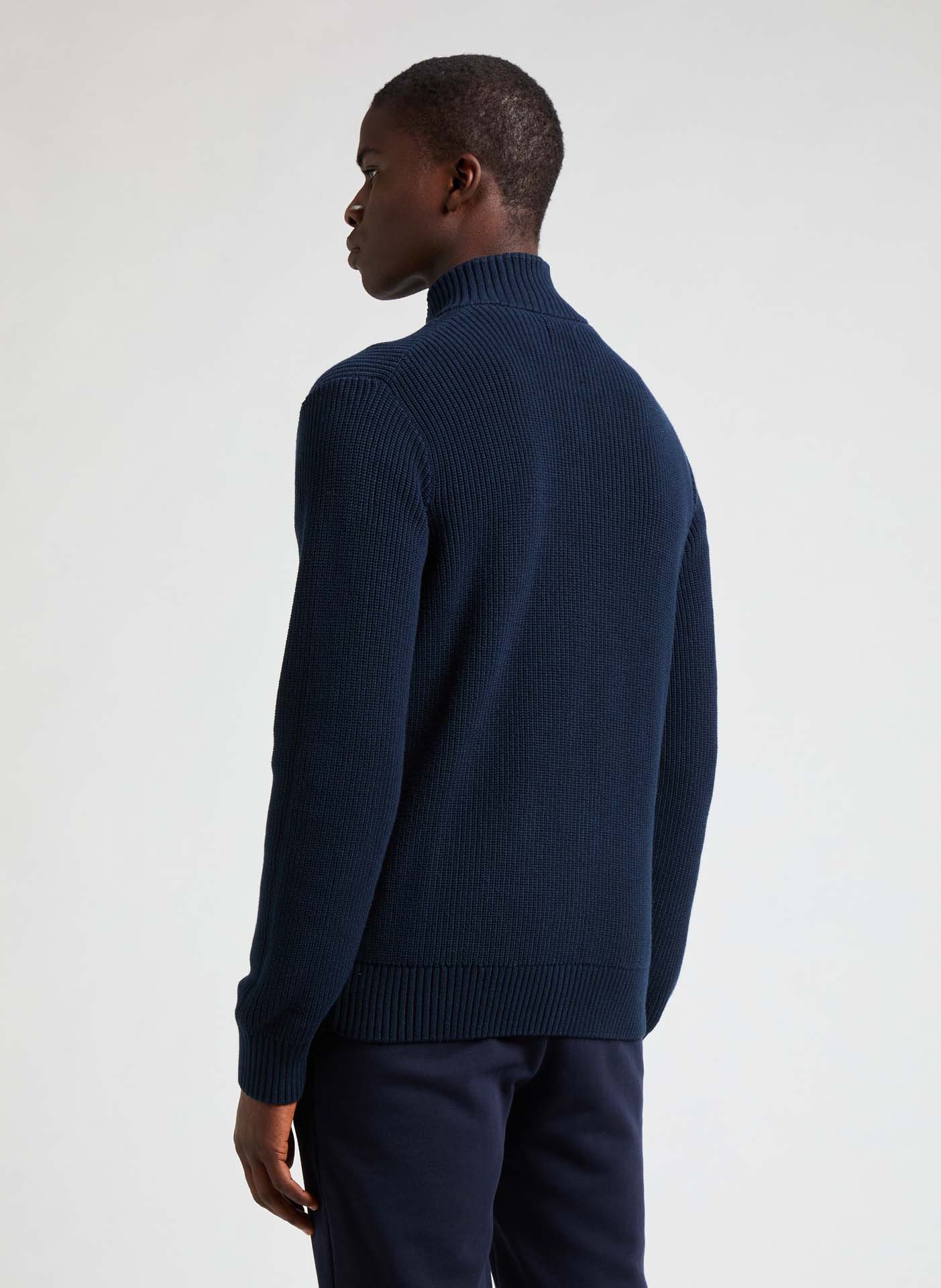 Cotton zip-up cardigan Blue