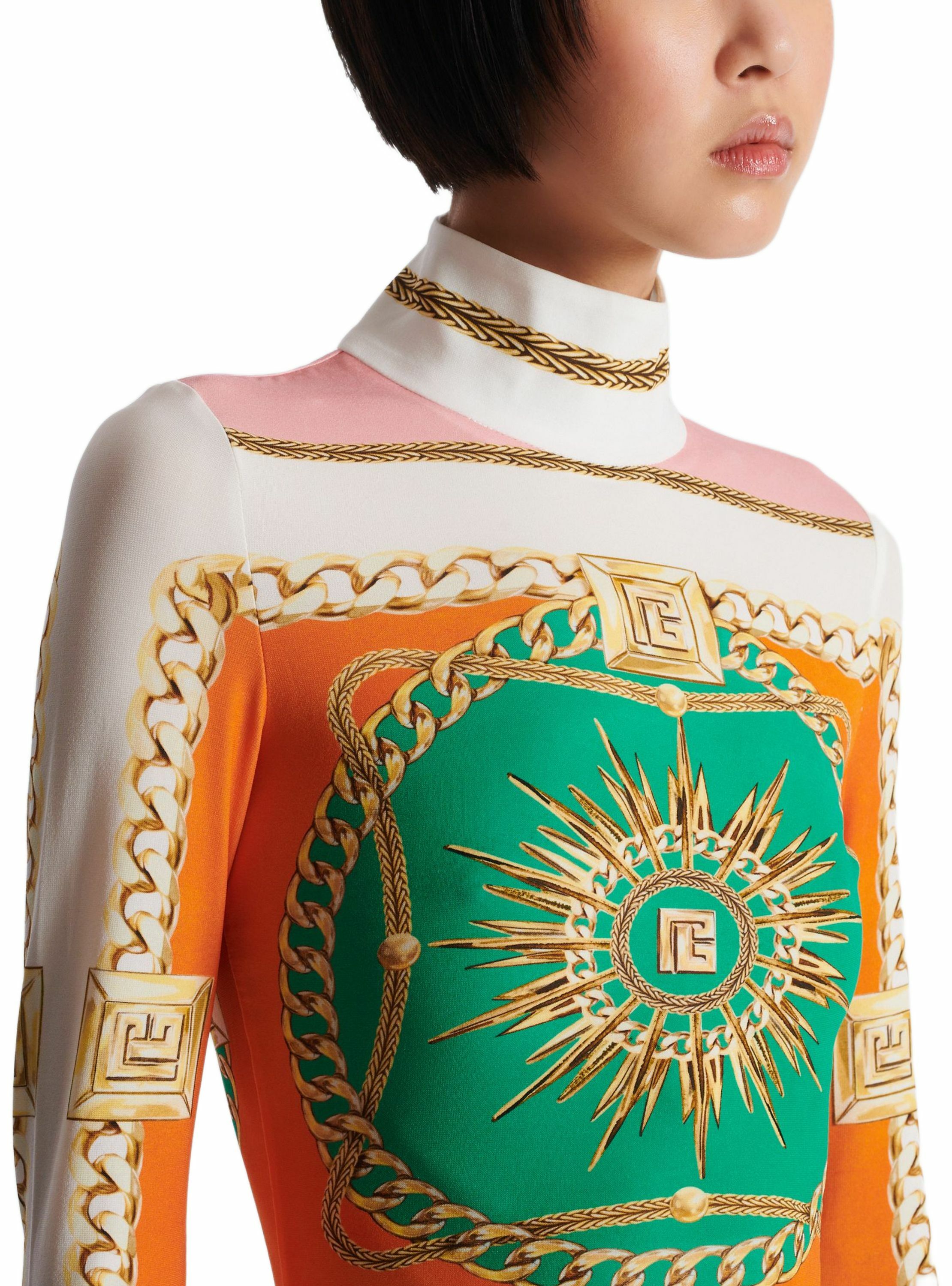 Robe bodycon courte imprimée motif balmain foulard BALMAIN Multicolore