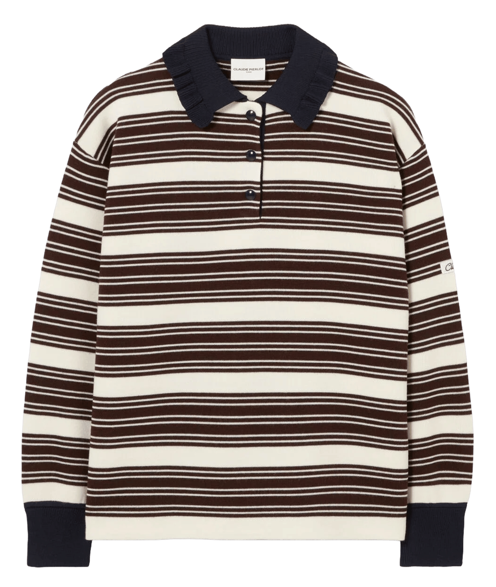 Pull col polo à rayures manon CLAUDIE PIERLOT Marron