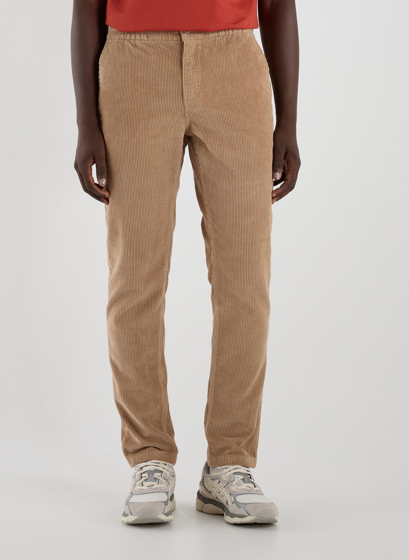 FAGUO Tapered corduroy cotton trousers Beige