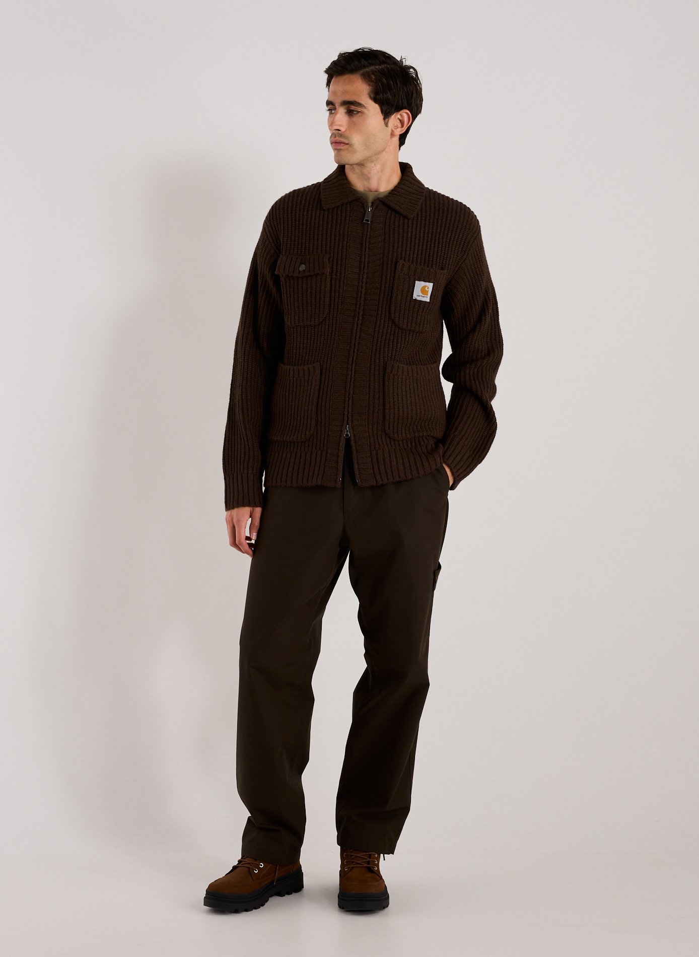 Zip-up classic collar sweater CARHARTT WIP Brown