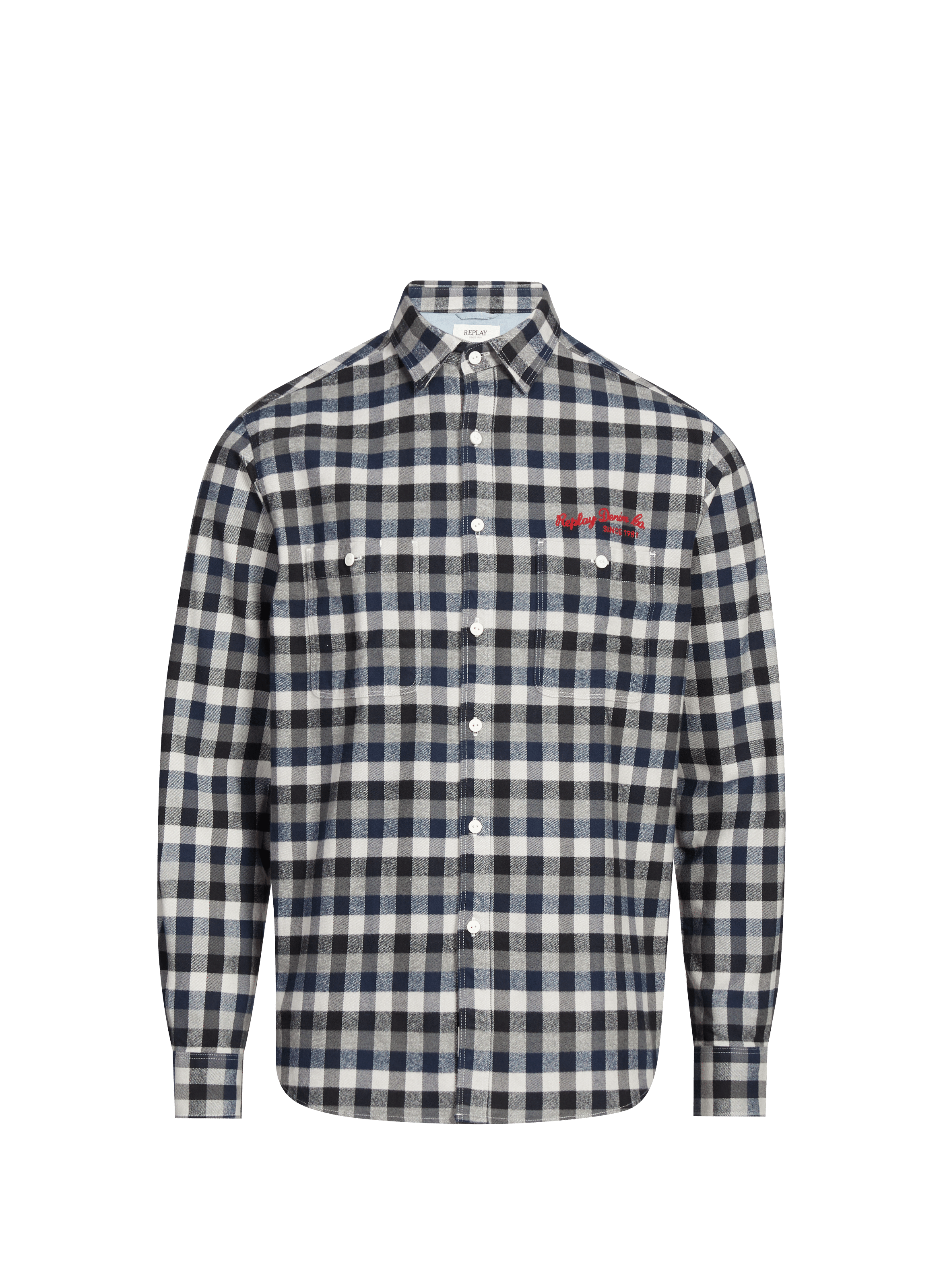 REPLAY Classic checkered cotton shirt Blue