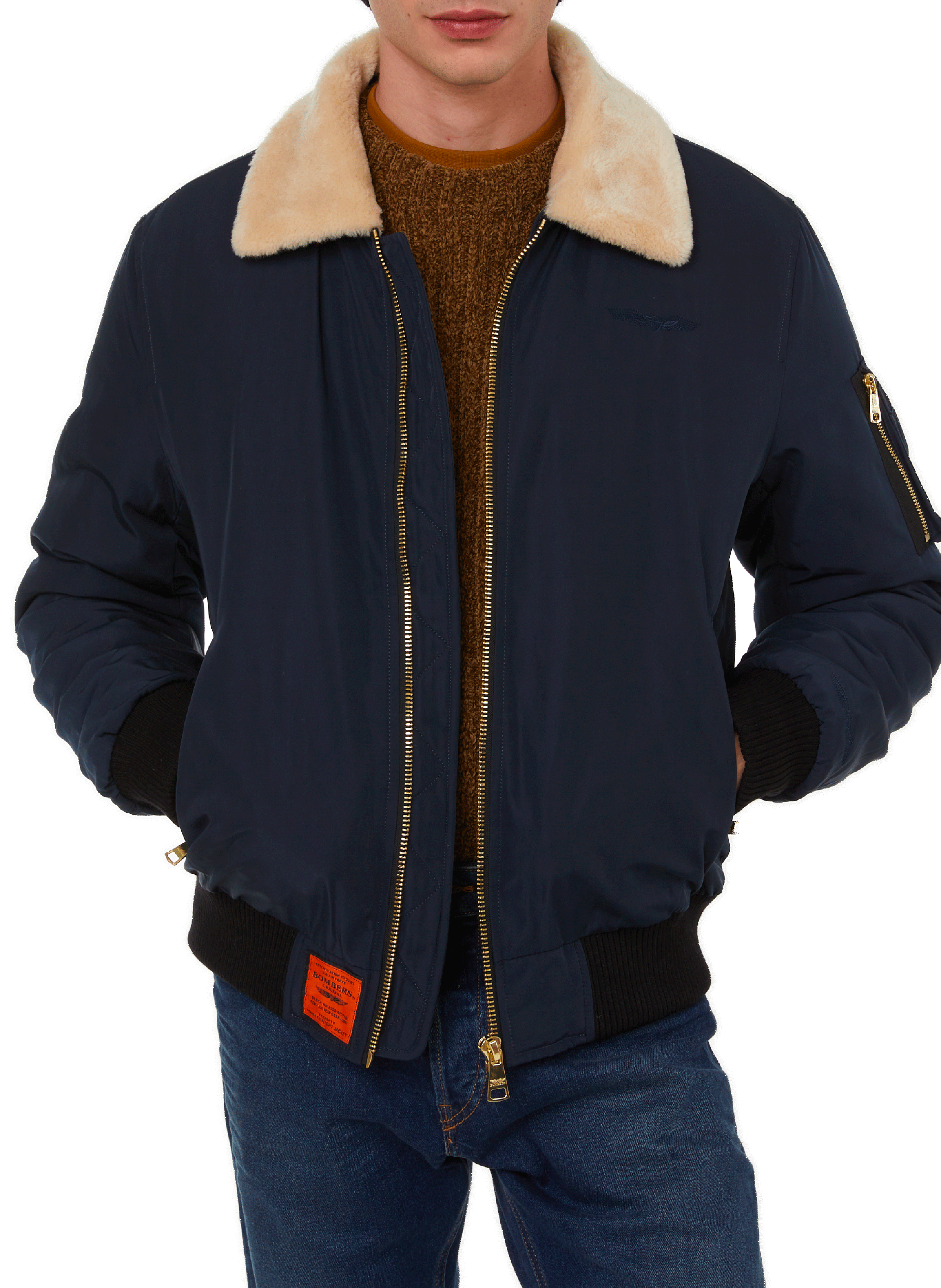 BOMBERS ORIGINAL Bomber with furry collar Blue