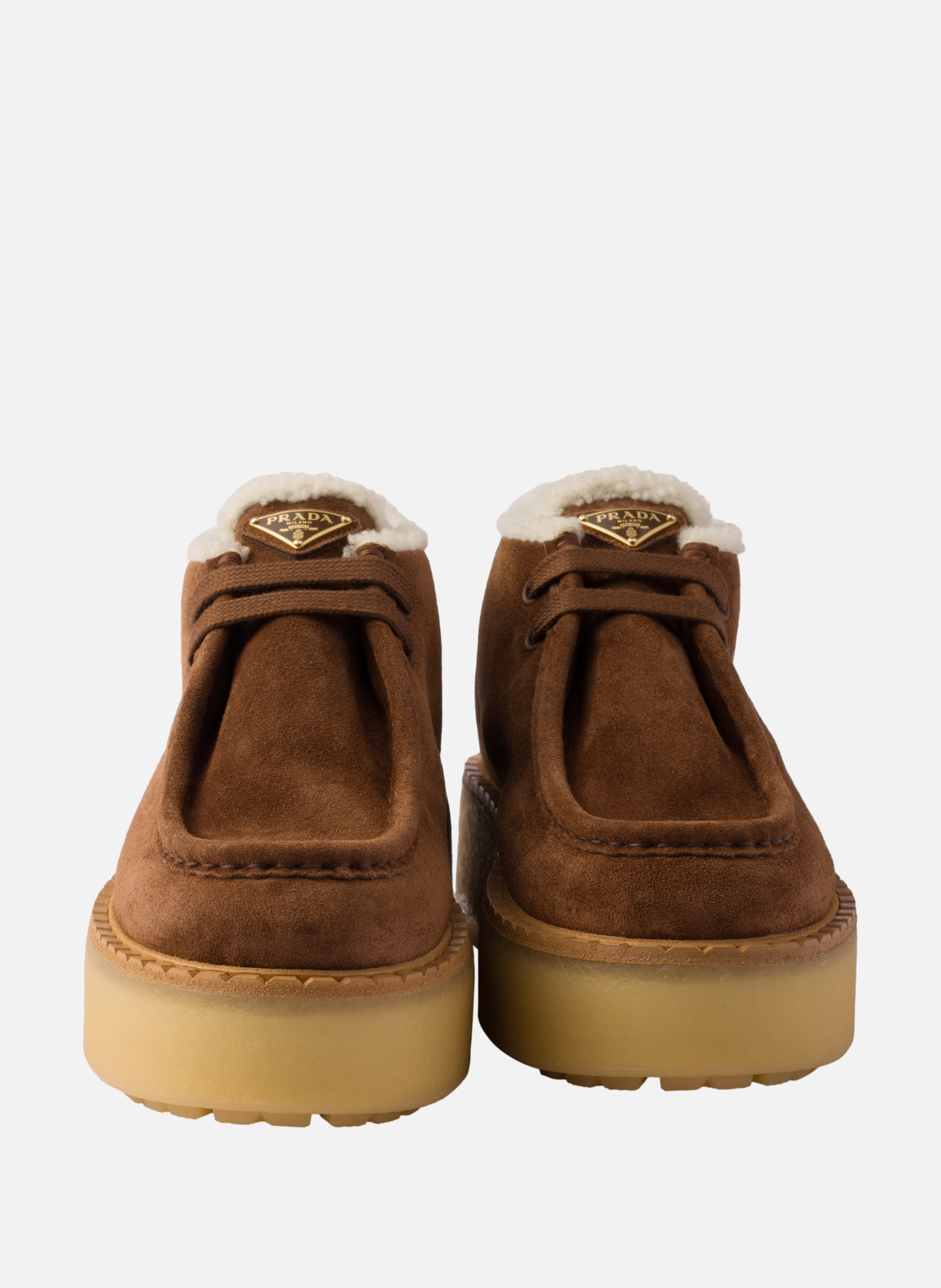 Chukka boots en veau velours PRADA Marron