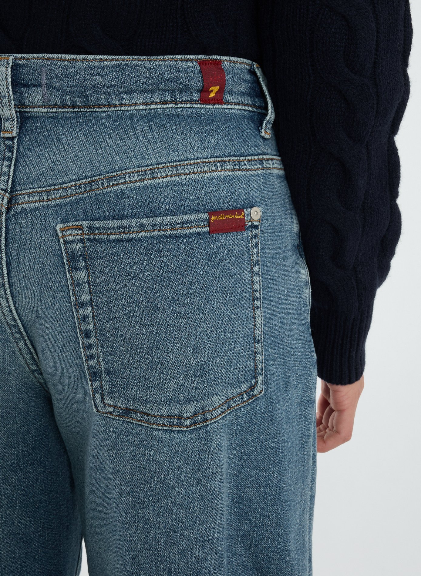 Jean droit cropped Stovepipe en coton mélangé 7 FOR ALL MANKIND Bleu