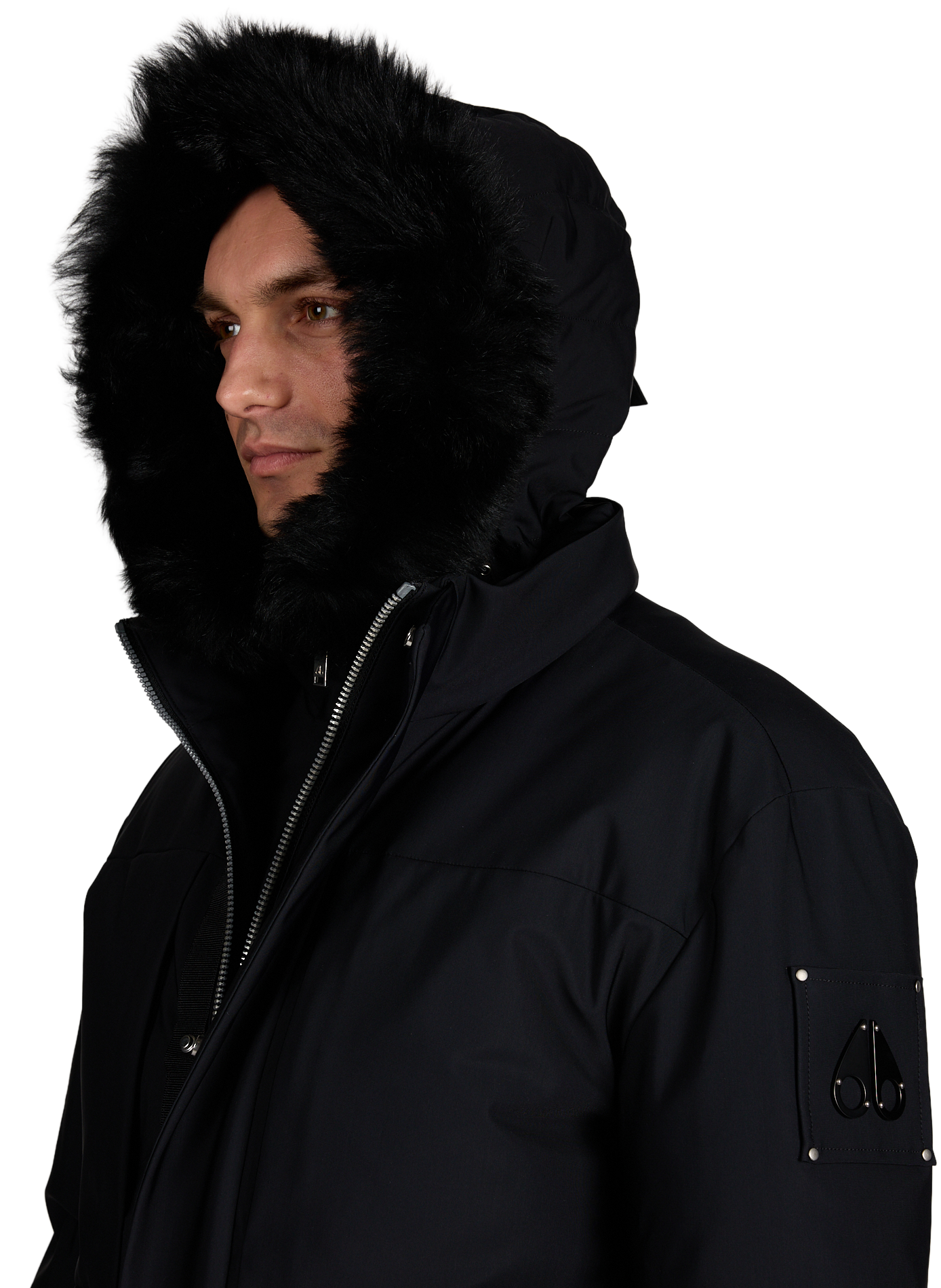 Parka with high collar and removable hood MOOSE KNUCKLES Black