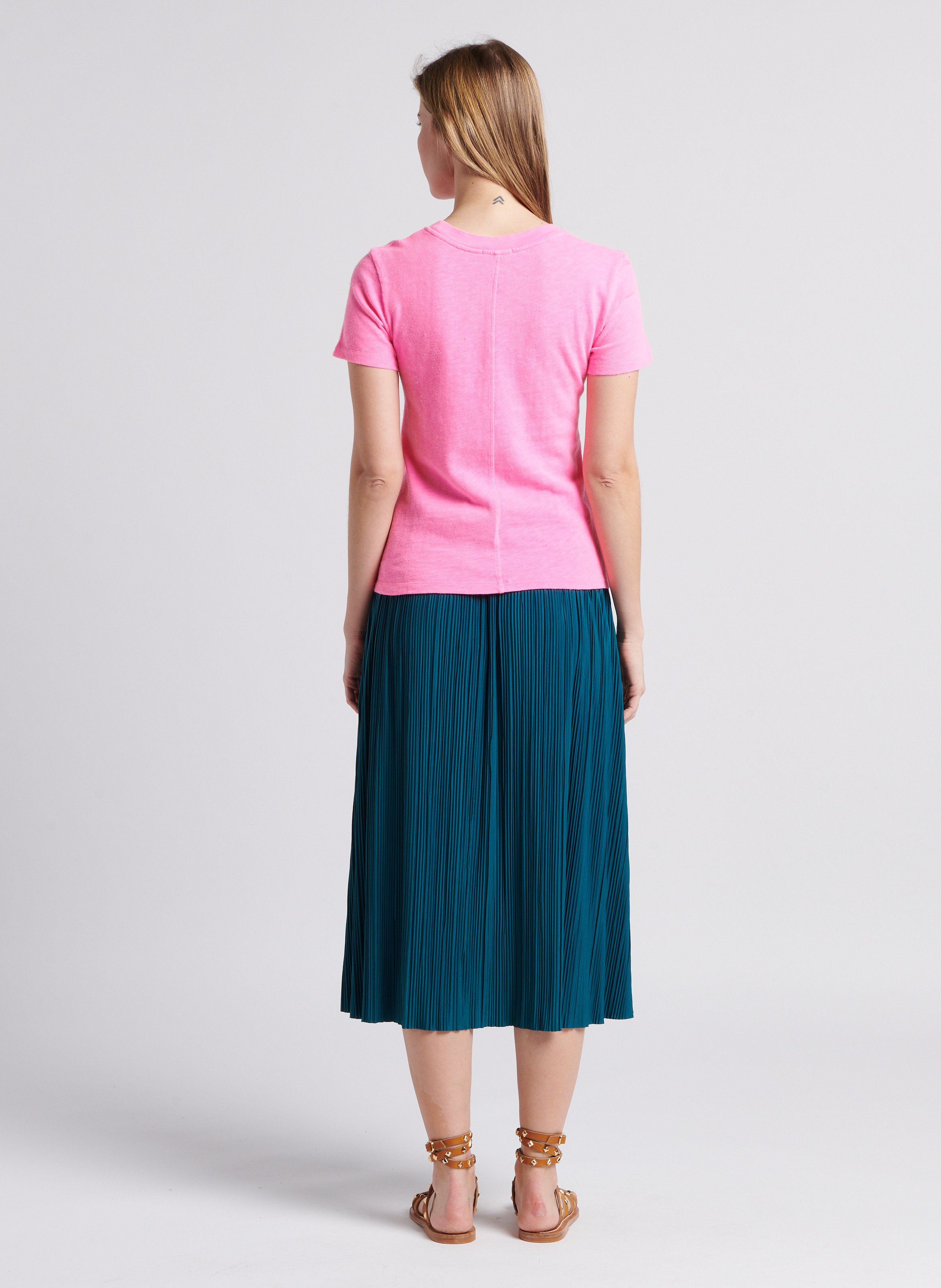 Tee-shirt col rond droit en coton sonoma AMERICAN VINTAGE Rose