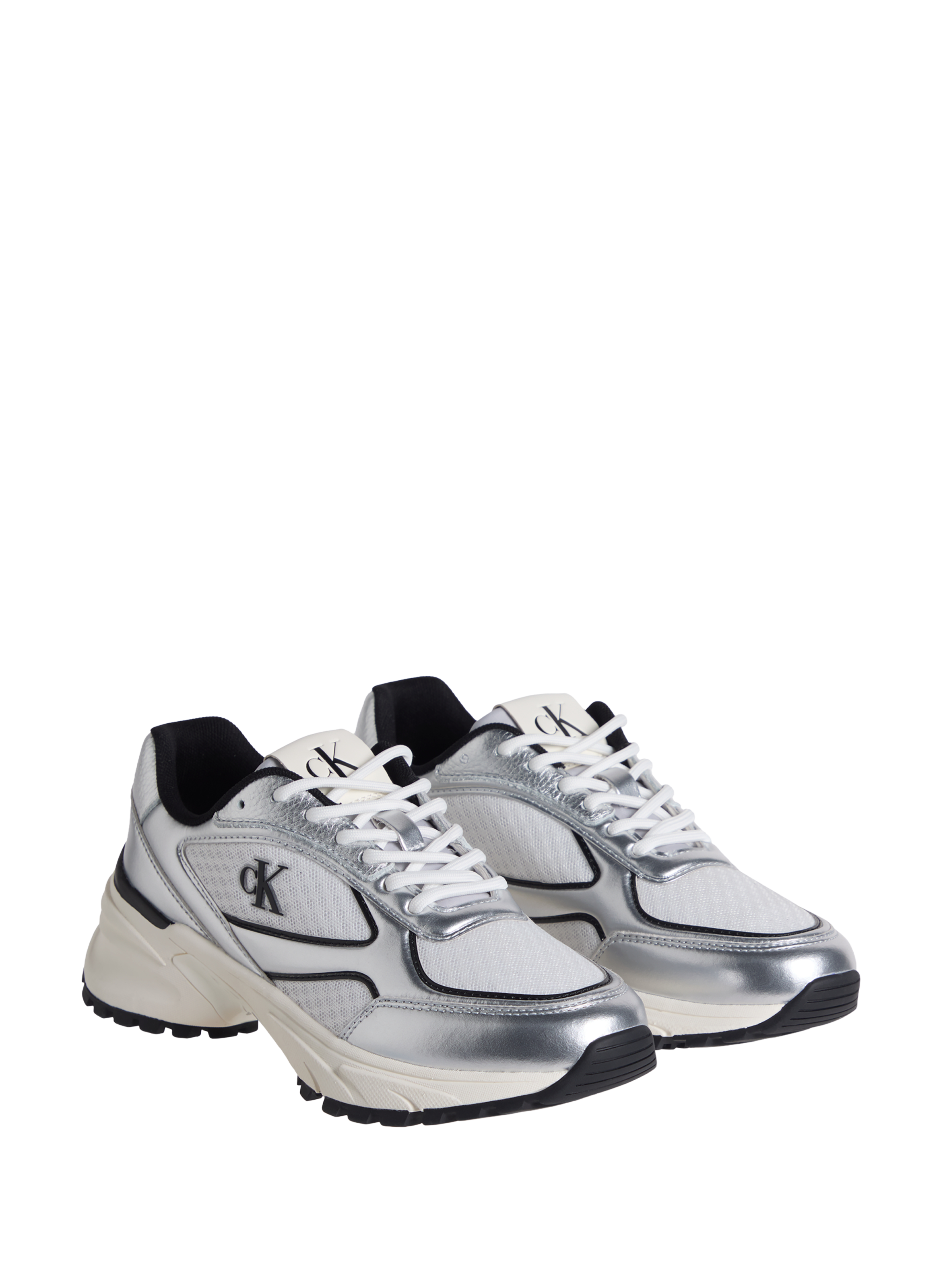Bi-material sneakers CALVIN KLEIN Silver
