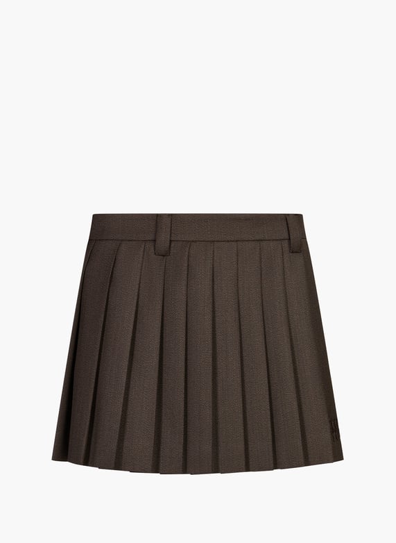Short pleated skirt in virgin wool Brown Miu miu - Women | Printemps Short pleated skirt in virgin wool Brown Miu miu - Women | Printemps
