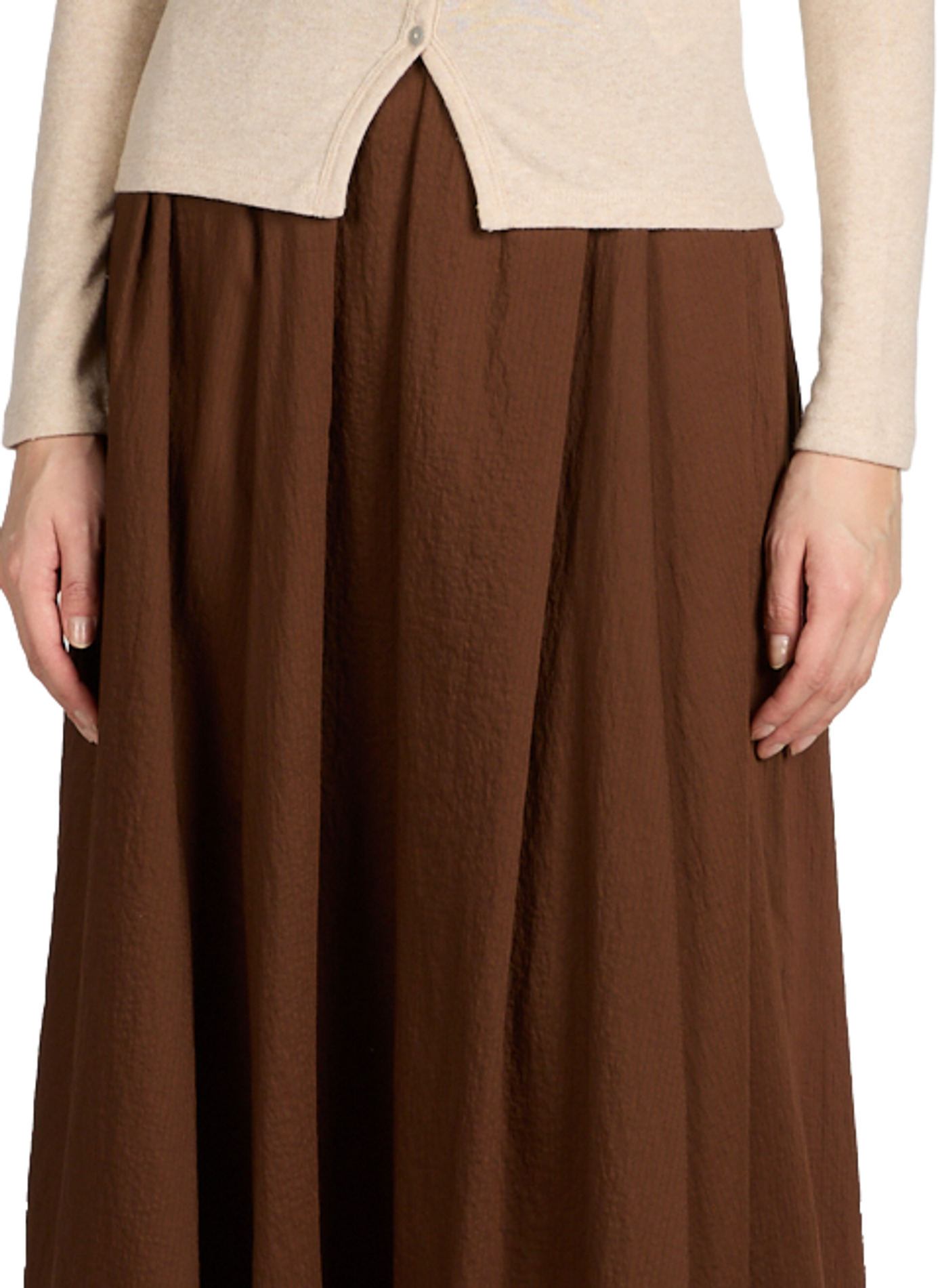 Jupe longue à rayures TOPSHOP Marron