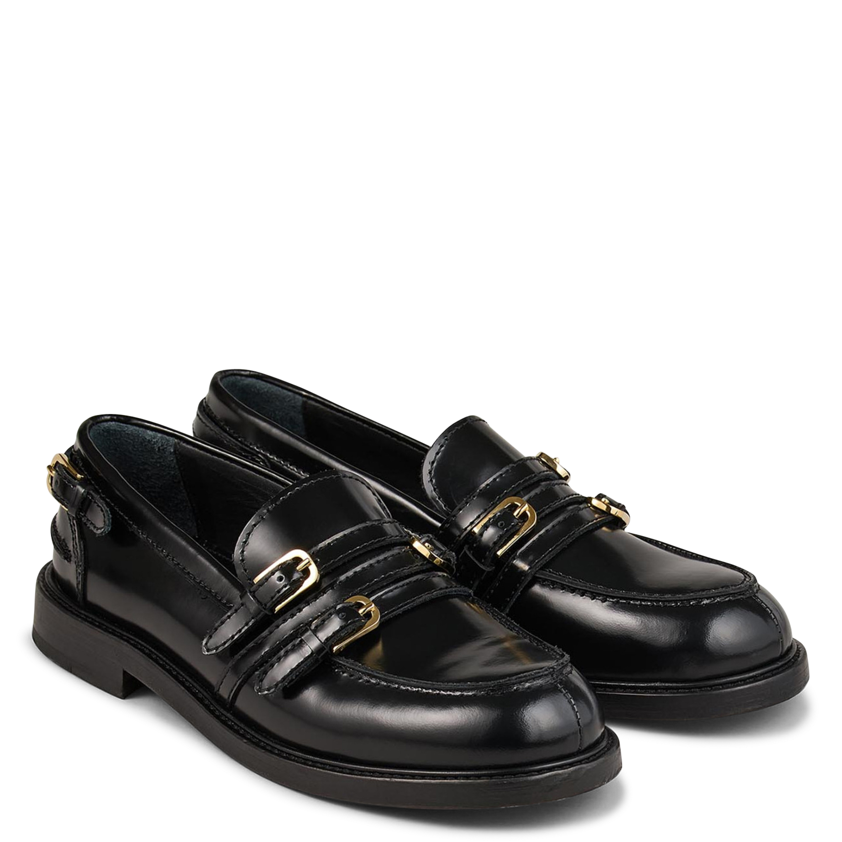 Mocassins à boucles en cuir brillant SANDRO Noir