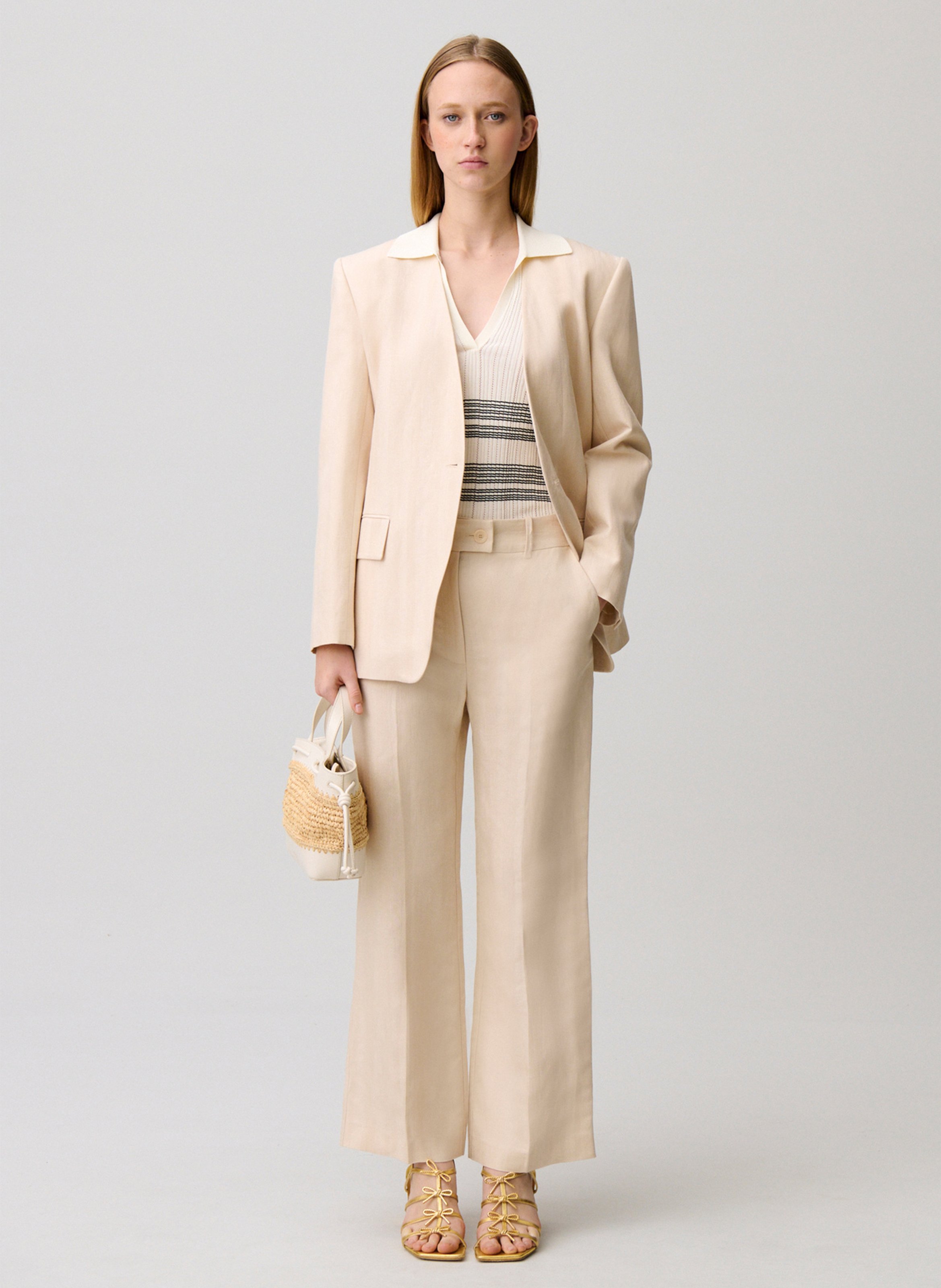 Pantalon tailleur droit uni CLAUDIE PIERLOT Beige