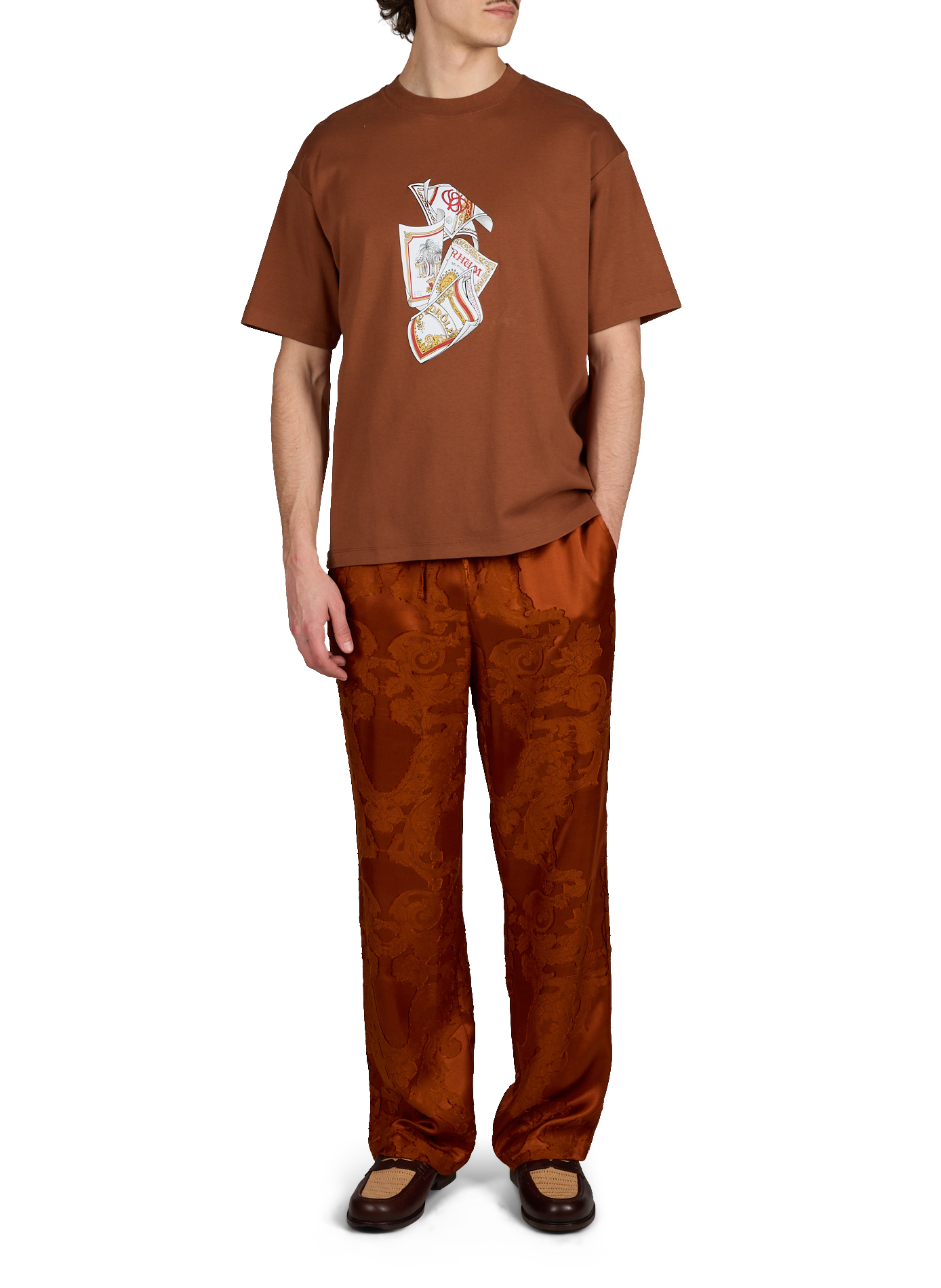 Printed cotton T-shirt DROLE DE MONSIEUR Brown