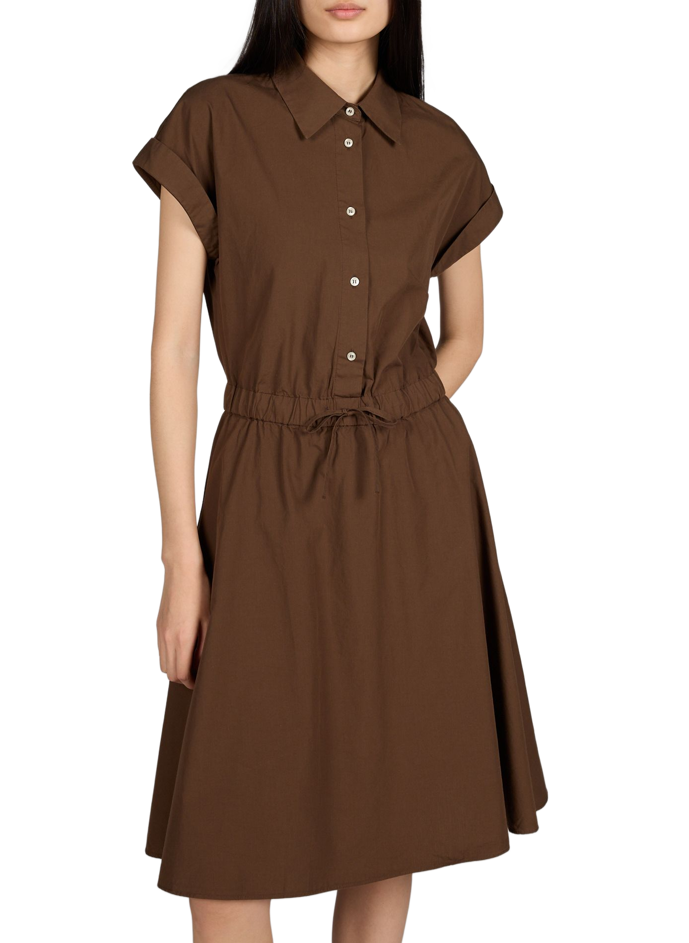 Kurzes Kleid Anae aus Baumwollpopeline. OFFICINE GENERALE Khaki