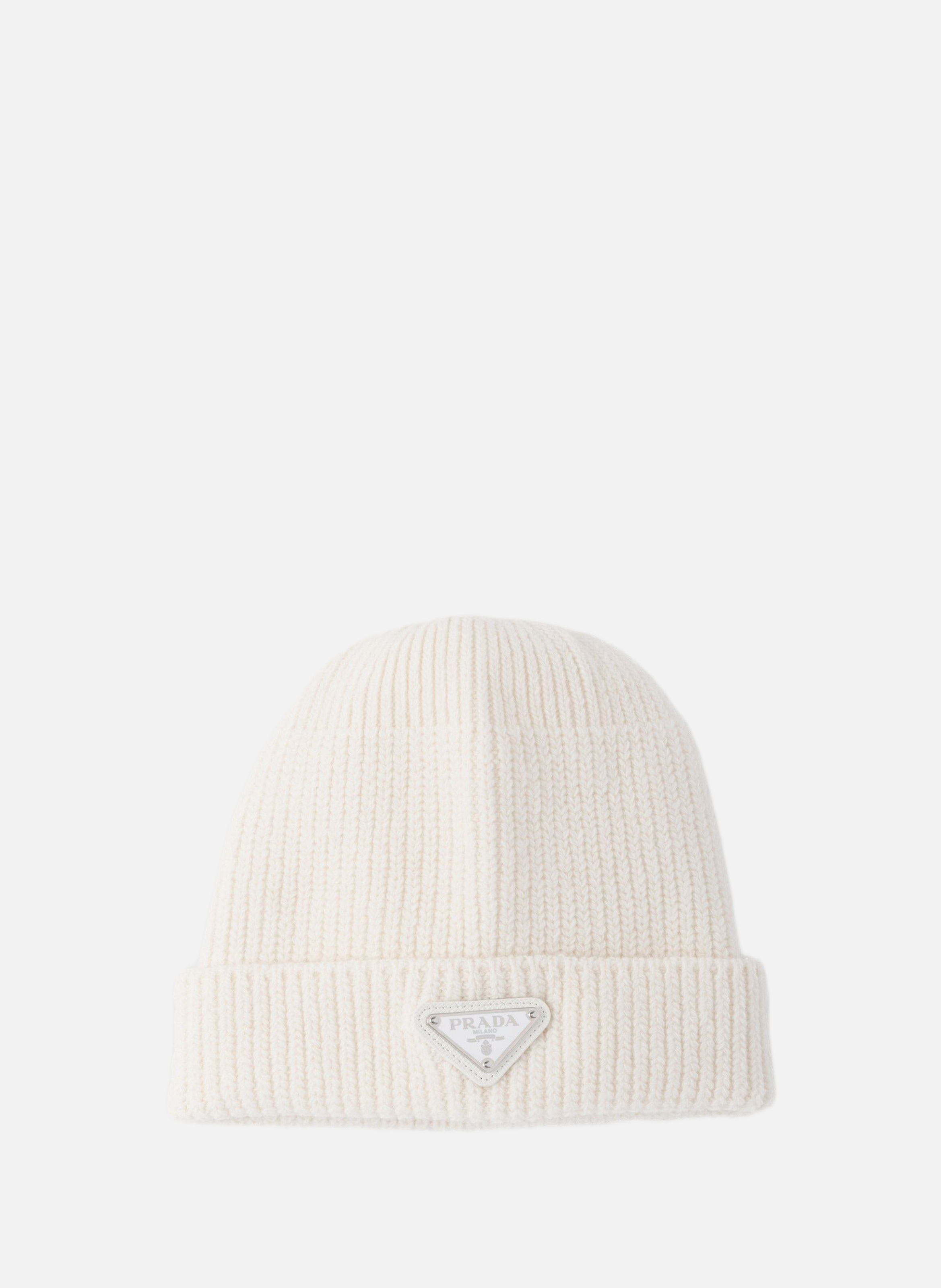 Bonnet en laine et cachemire PRADA Blanc