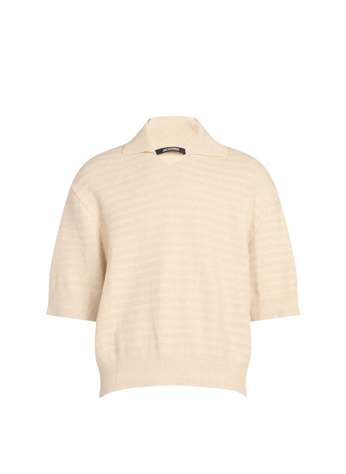 Polo manches courtes maille chevron en coton et soie JACQUEMUS Beige