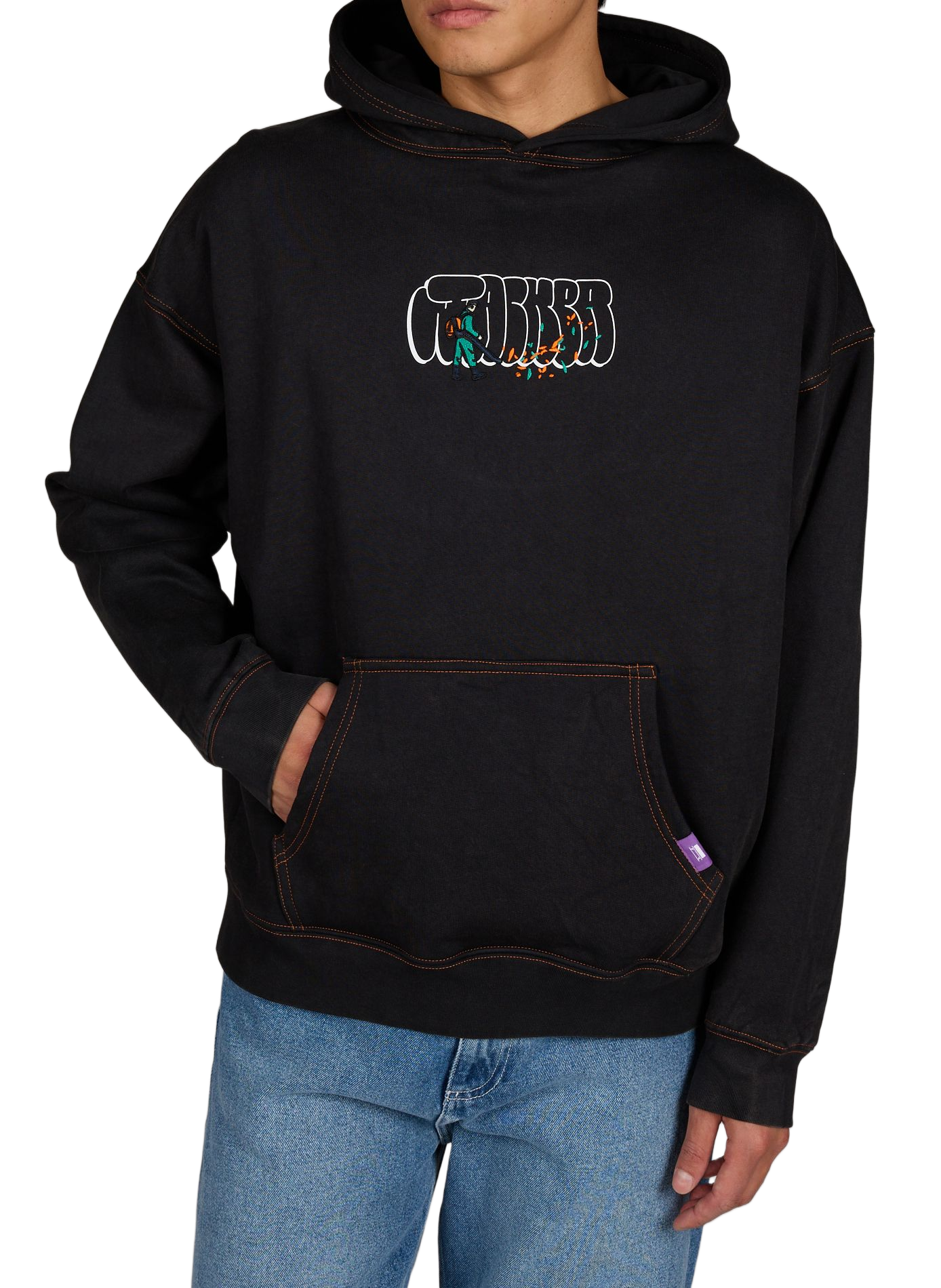 Sweat ample brodé en coton JACKER. Noir