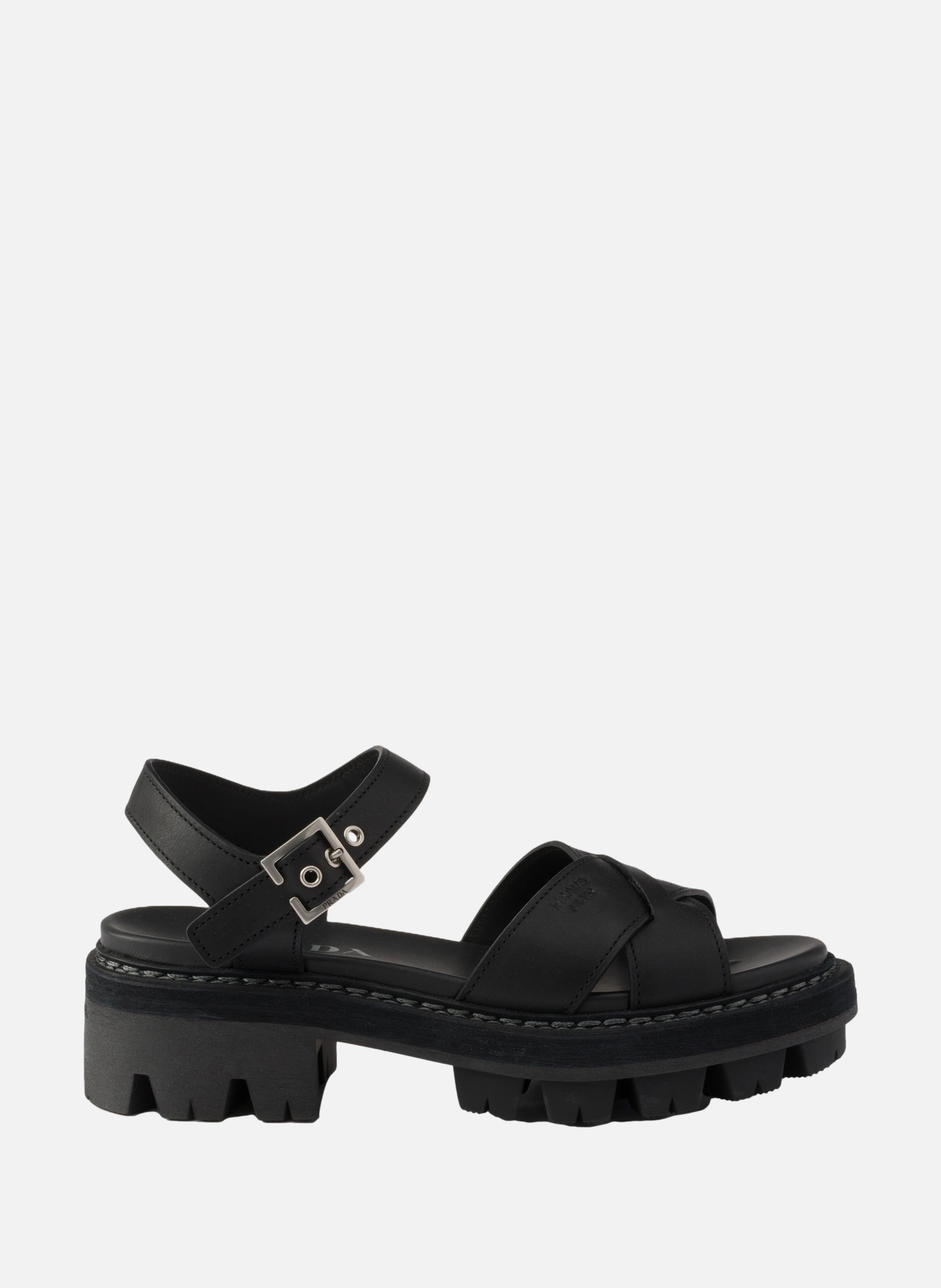 Sandales en cuir PRADA Noir
