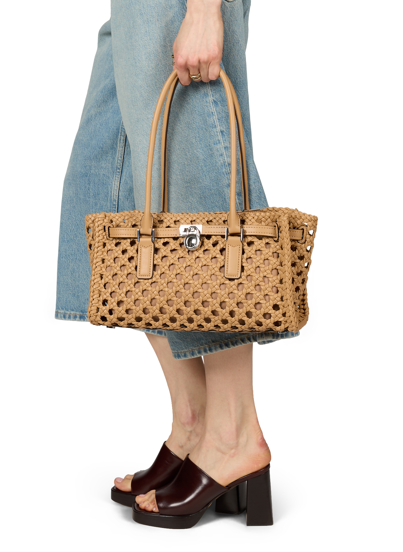 Small Modern Woven Hamilton Bag MICHAEL KORS Brown