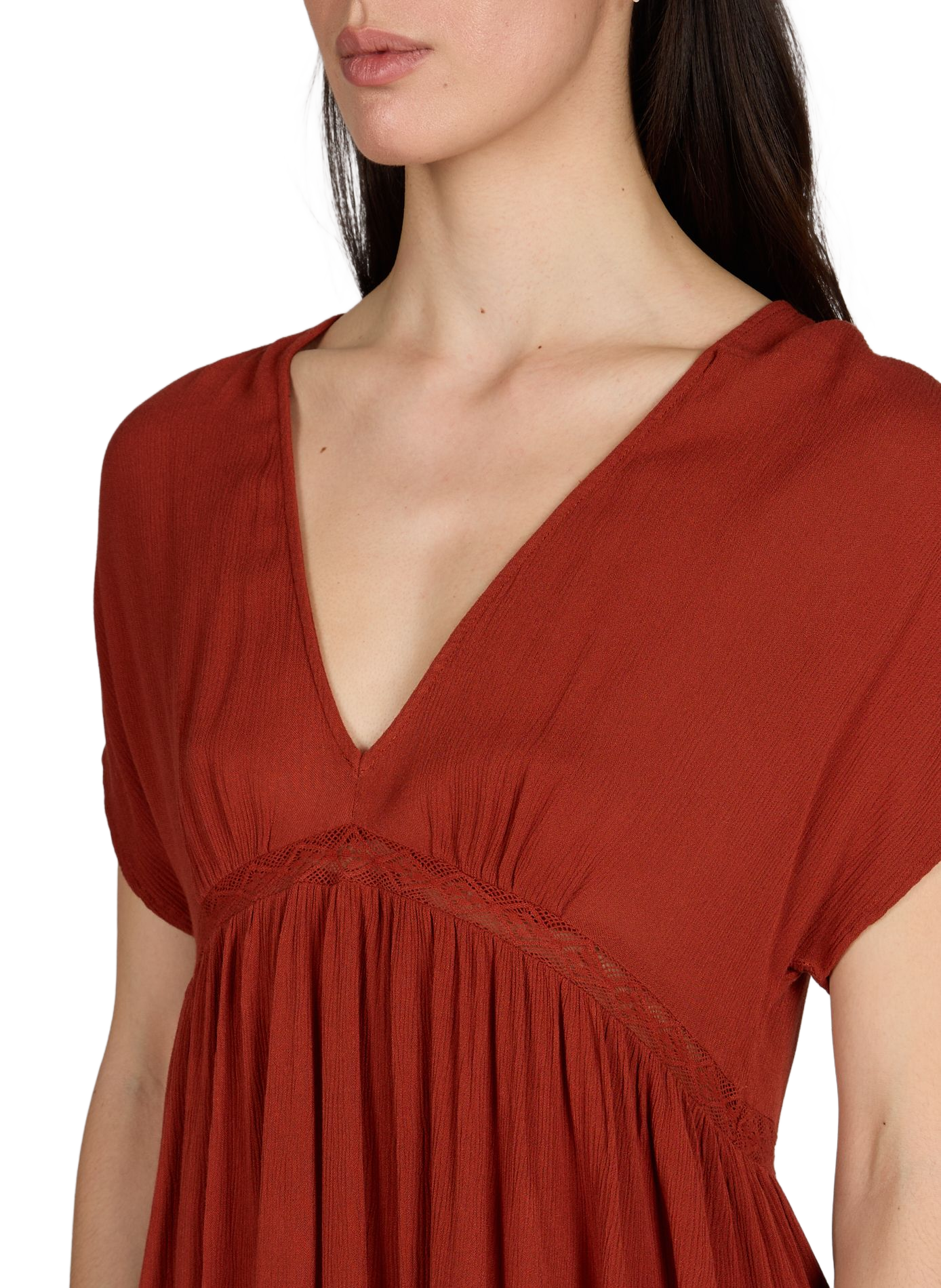 Abito con scollo a V e maniche corte VILA Rosso