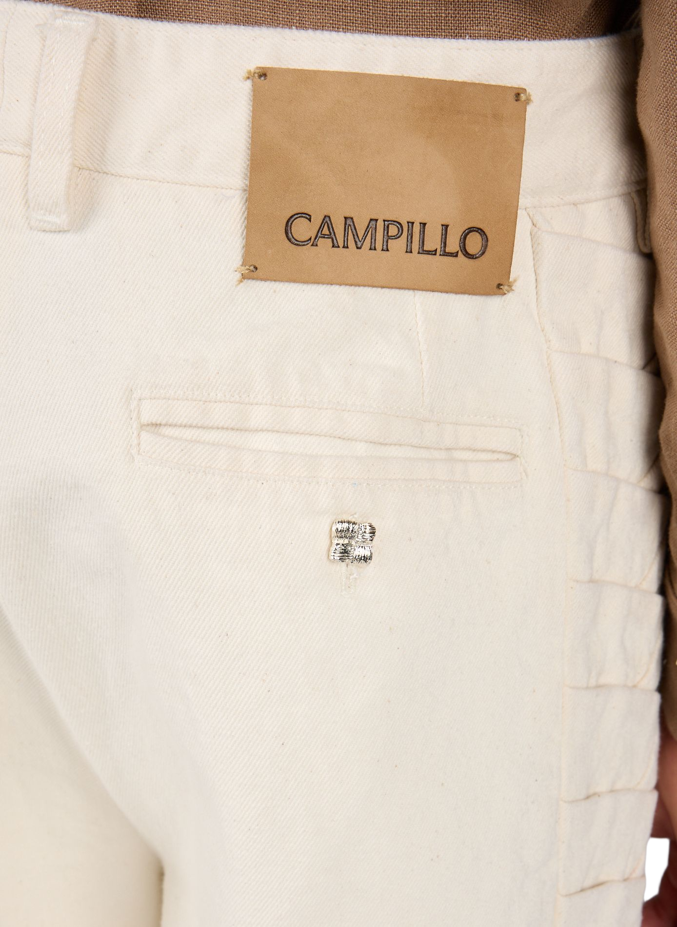 Jean Encuentros avec empiècements plissés latéraux en coton CAMPILLO Blanc