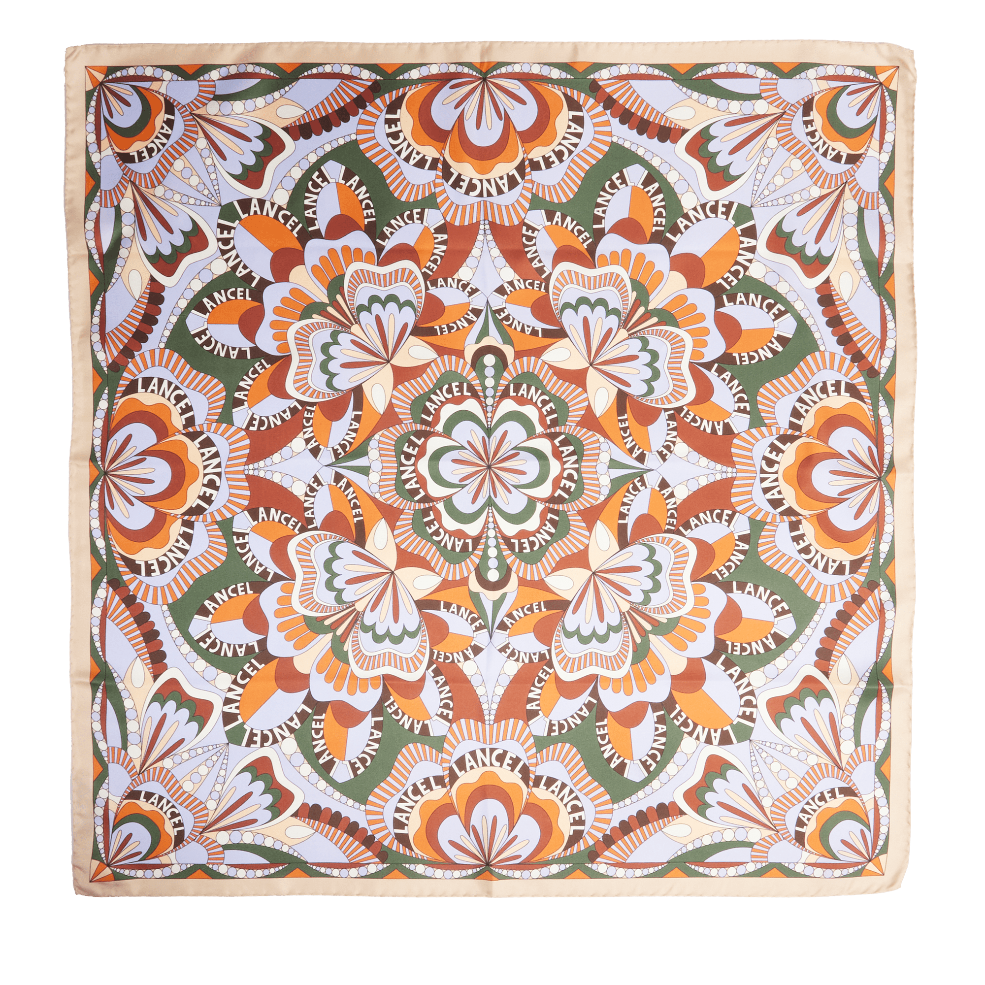 Silk carré 90 floral pattern by lancel  Multico kaki