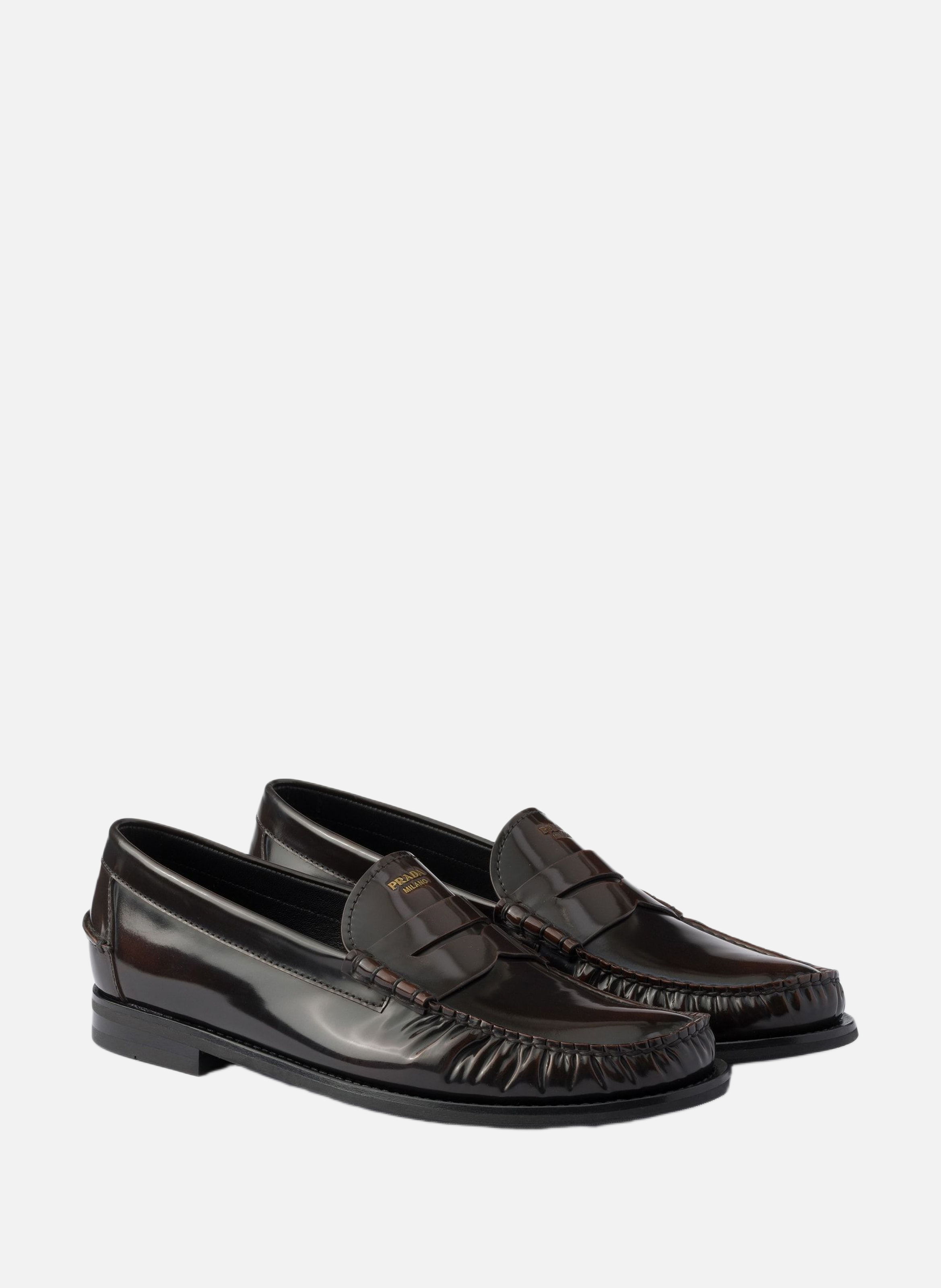 Mocassins en cuir brossé | Marron PRADA Homme