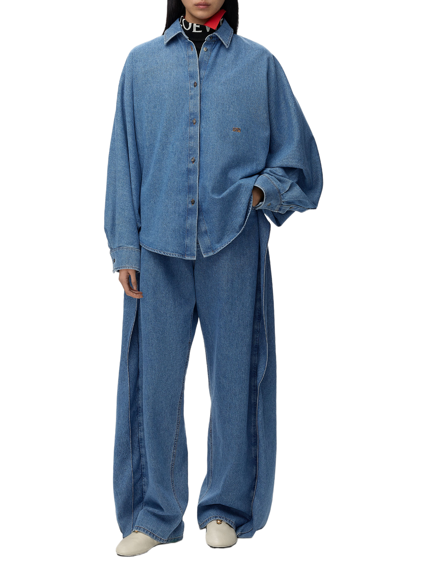 Washed cotton denim shirt LOEWE Blue