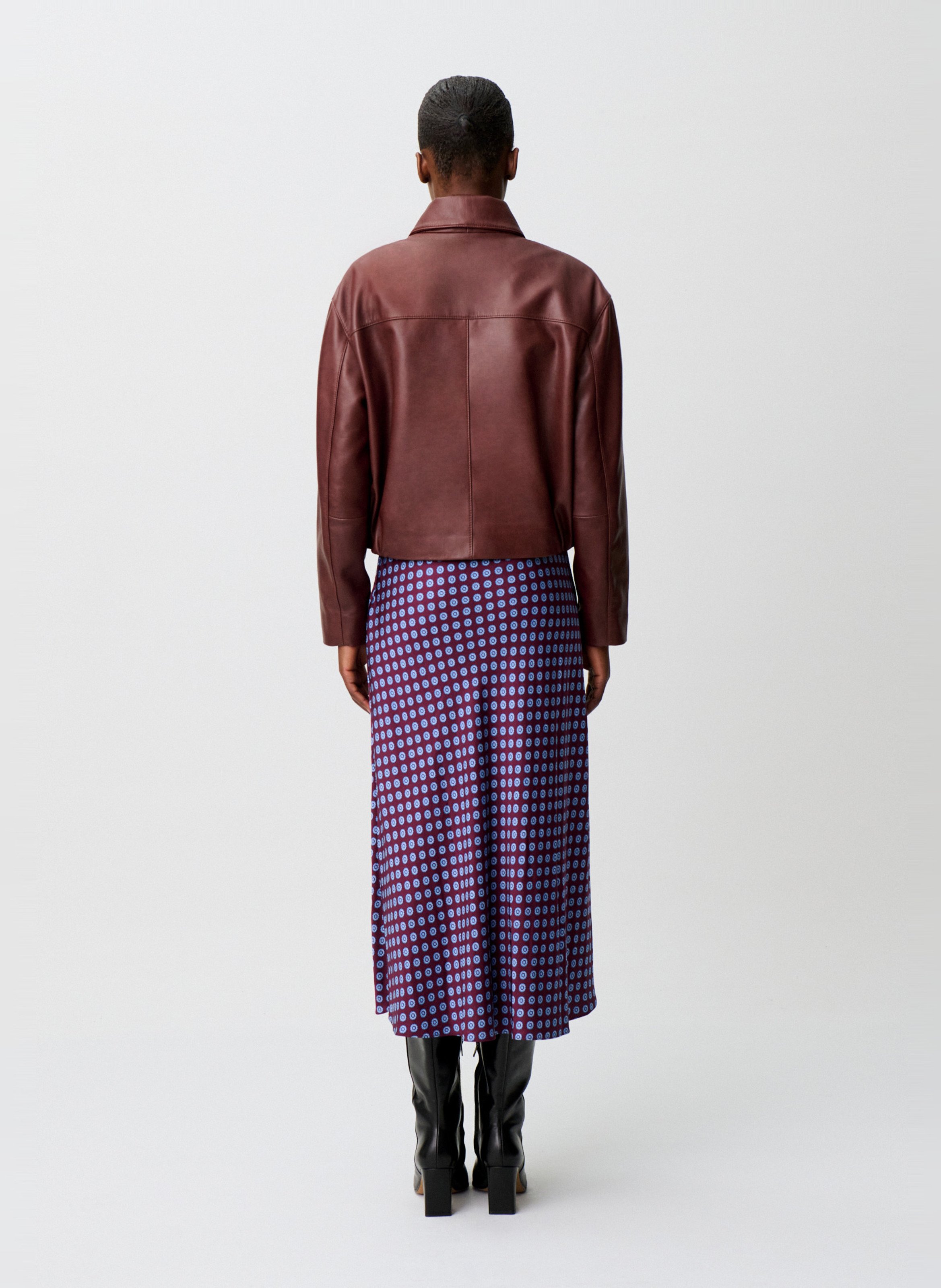 Blouson en cuir col classique CLAUDIE PIERLOT Marron