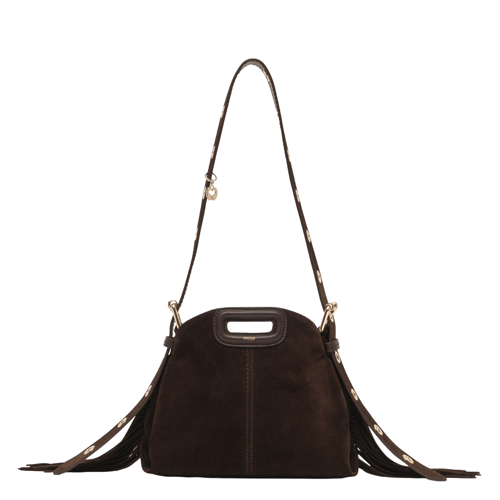 Sac bandoulière en cuir MAJE Marron