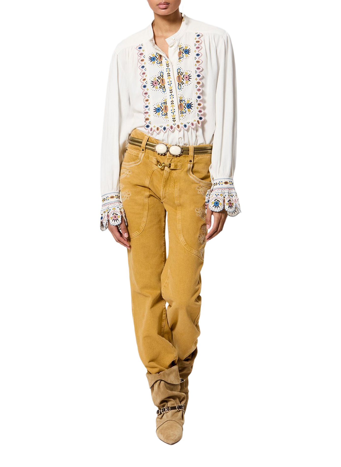Top Monique mit langen Ärmeln und Stickerei ISABEL MARANT Weiss