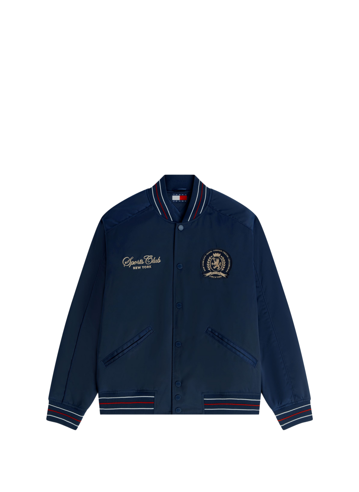 Geborduurde bomberjack met ronde hals TOMMY HILFIGER Blauw