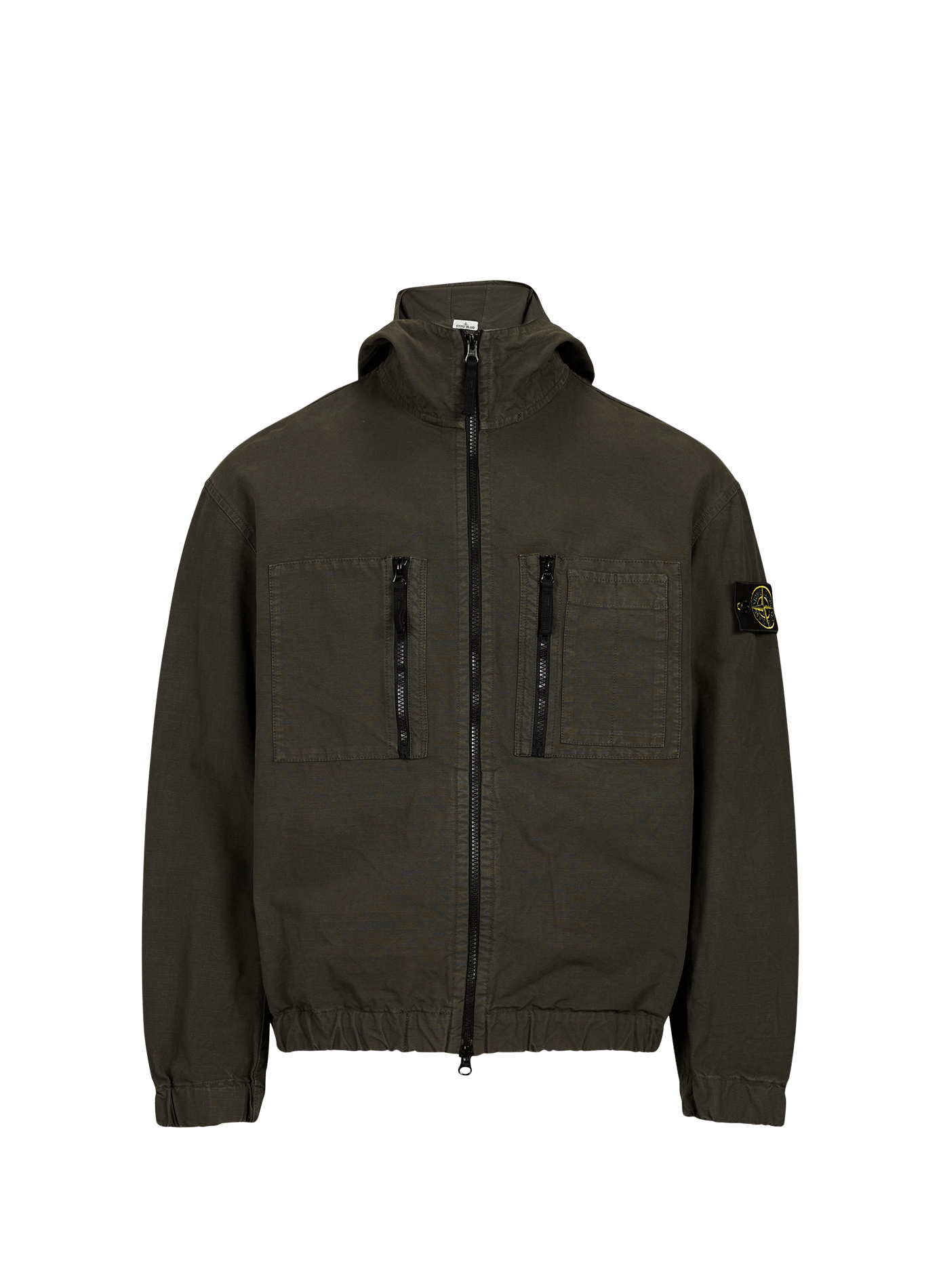 Hooded jacket with elastic cuffs and hem in cotton STONE ISLAND Grey