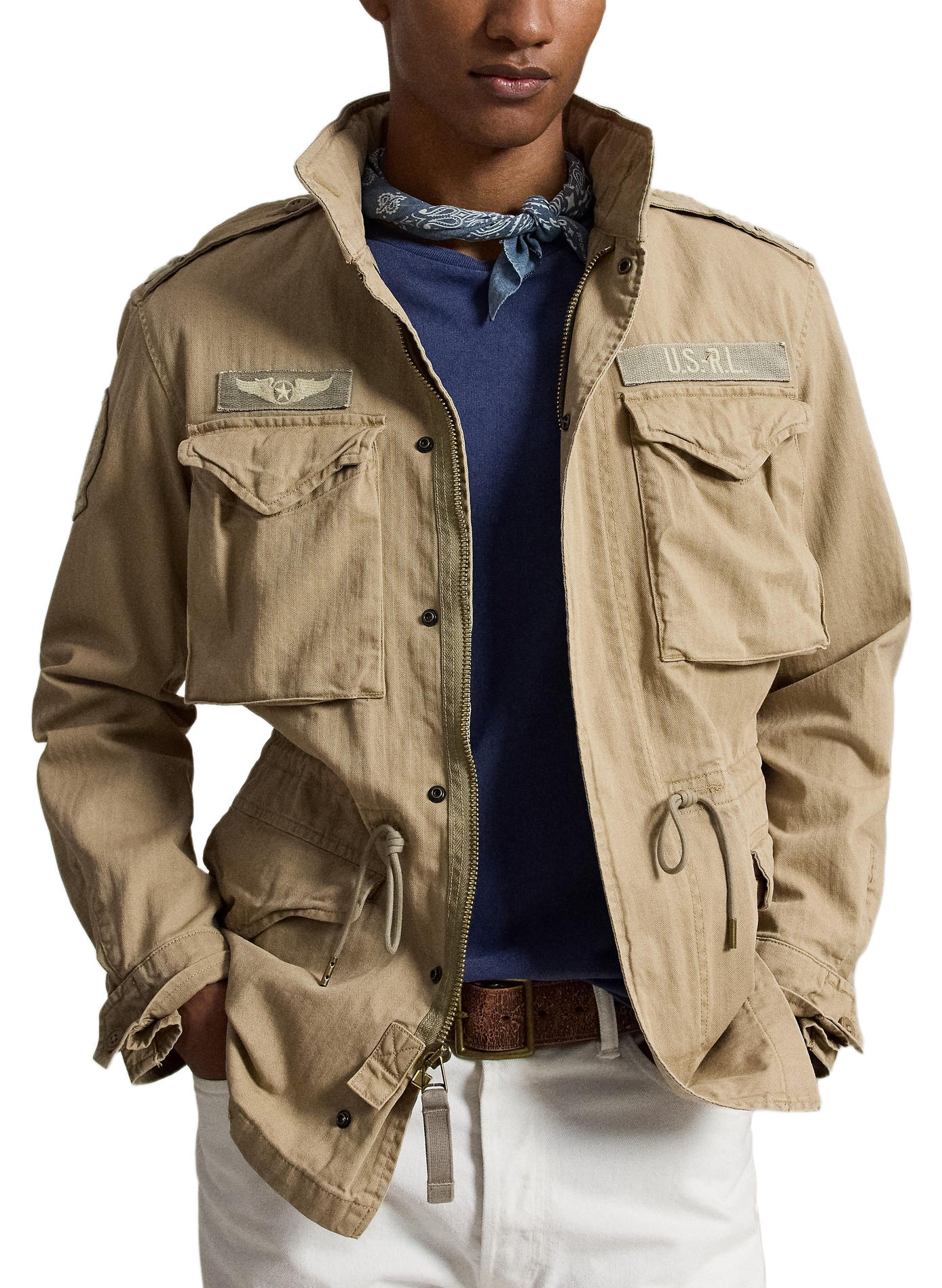 Straight jacket with high collar in cotton POLO RALPH LAUREN Beige