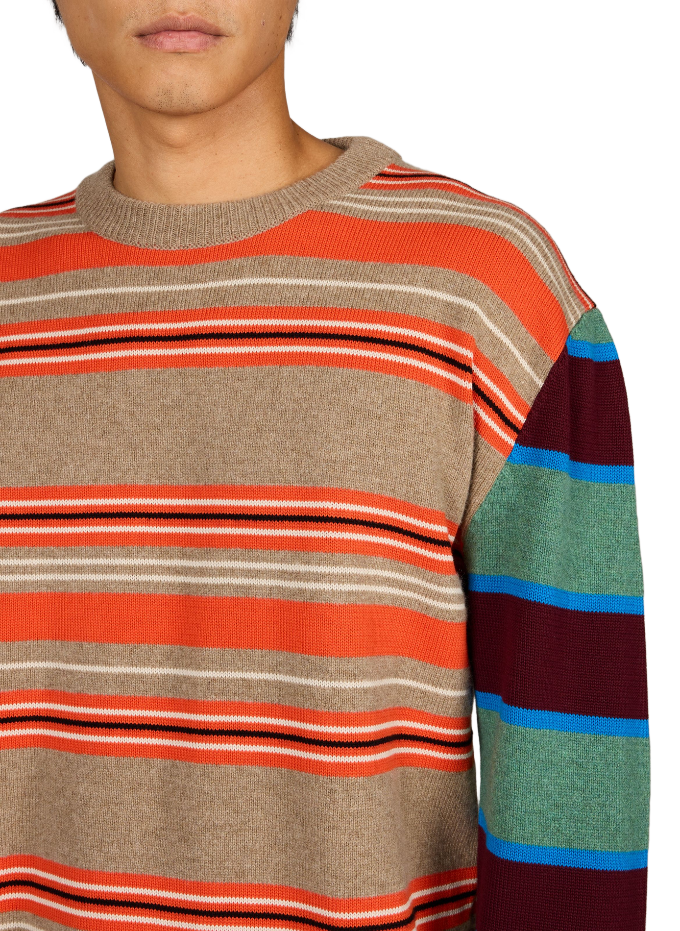 Striped round neck wool sweater. PAUL SMITH Brown