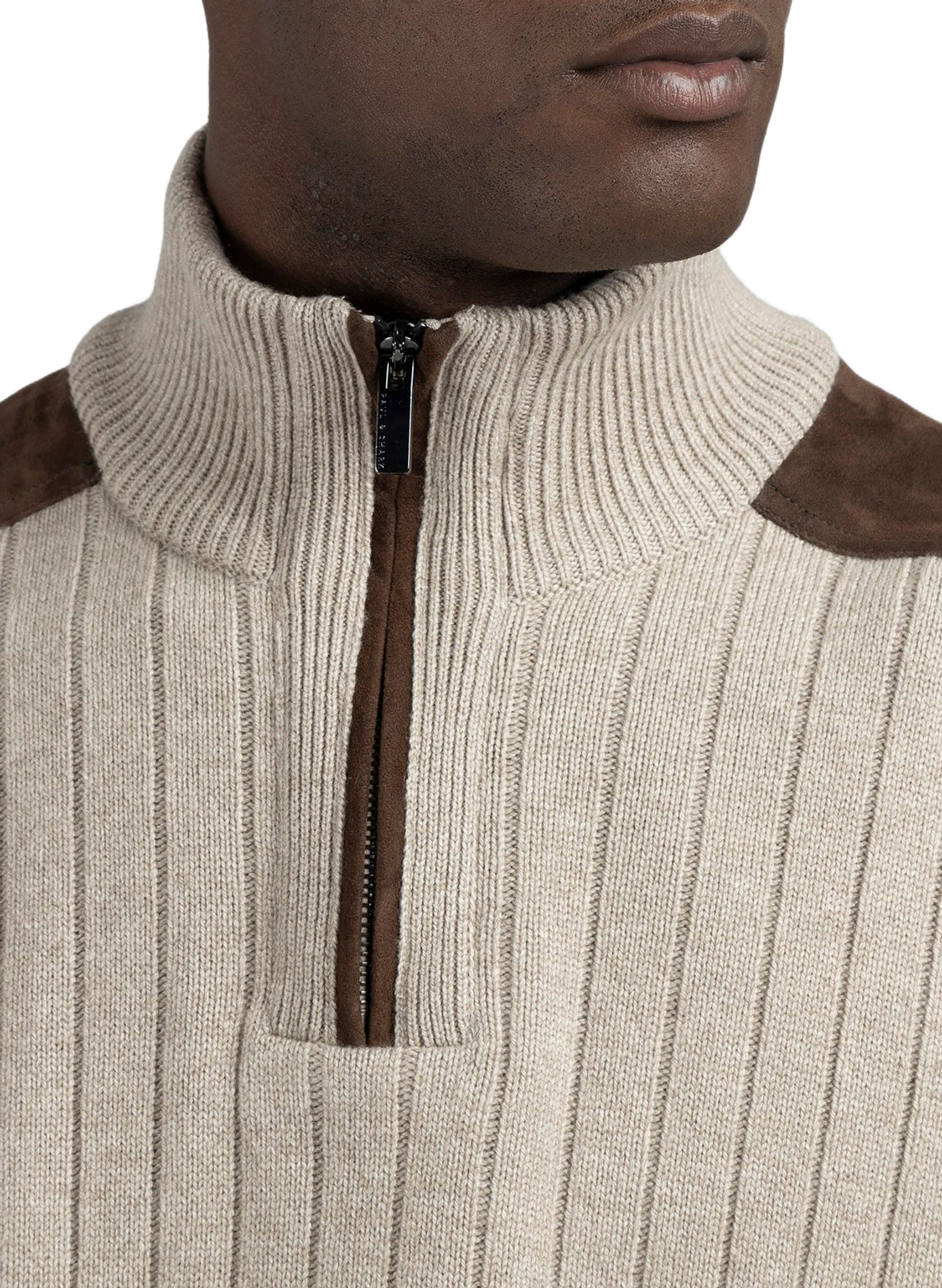 Straight cut high neck wool blend sweater PAUL & SHARK Beige