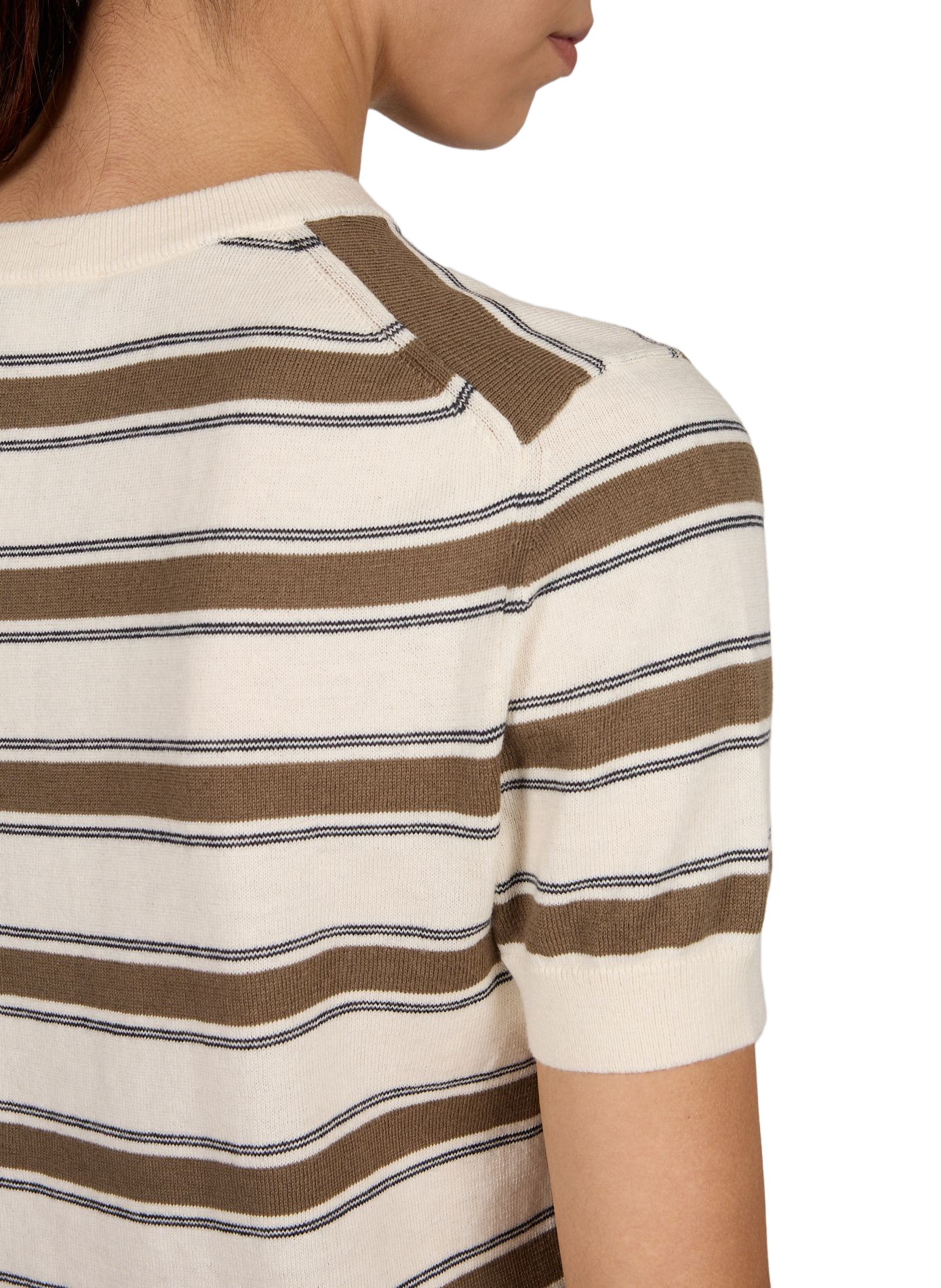 Round neck straight striped sweater in cotton and cashmere VINCE Multicolour