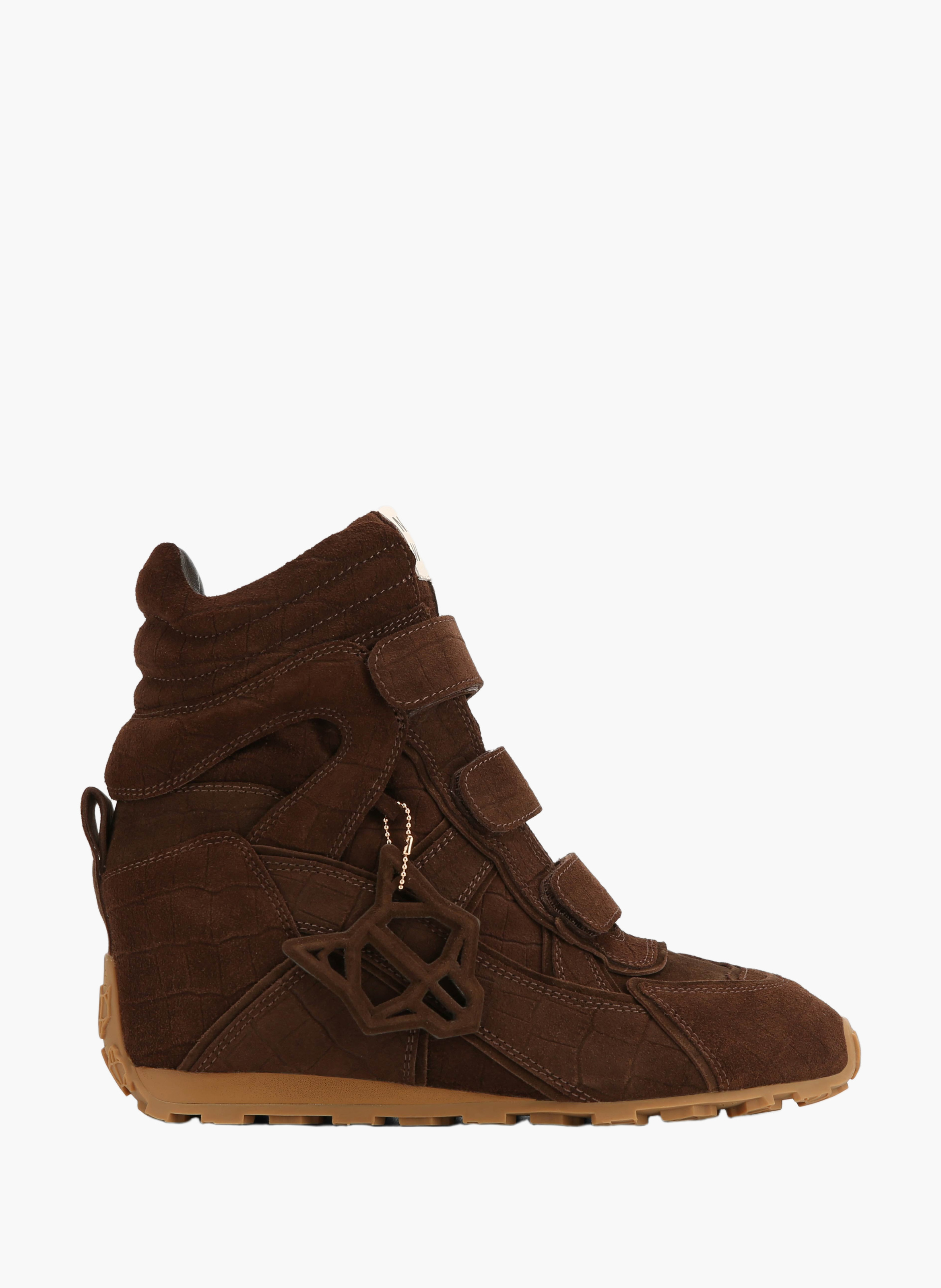 Element sneakers van suède met krokodillenprint NAKED WOLFE Bruin