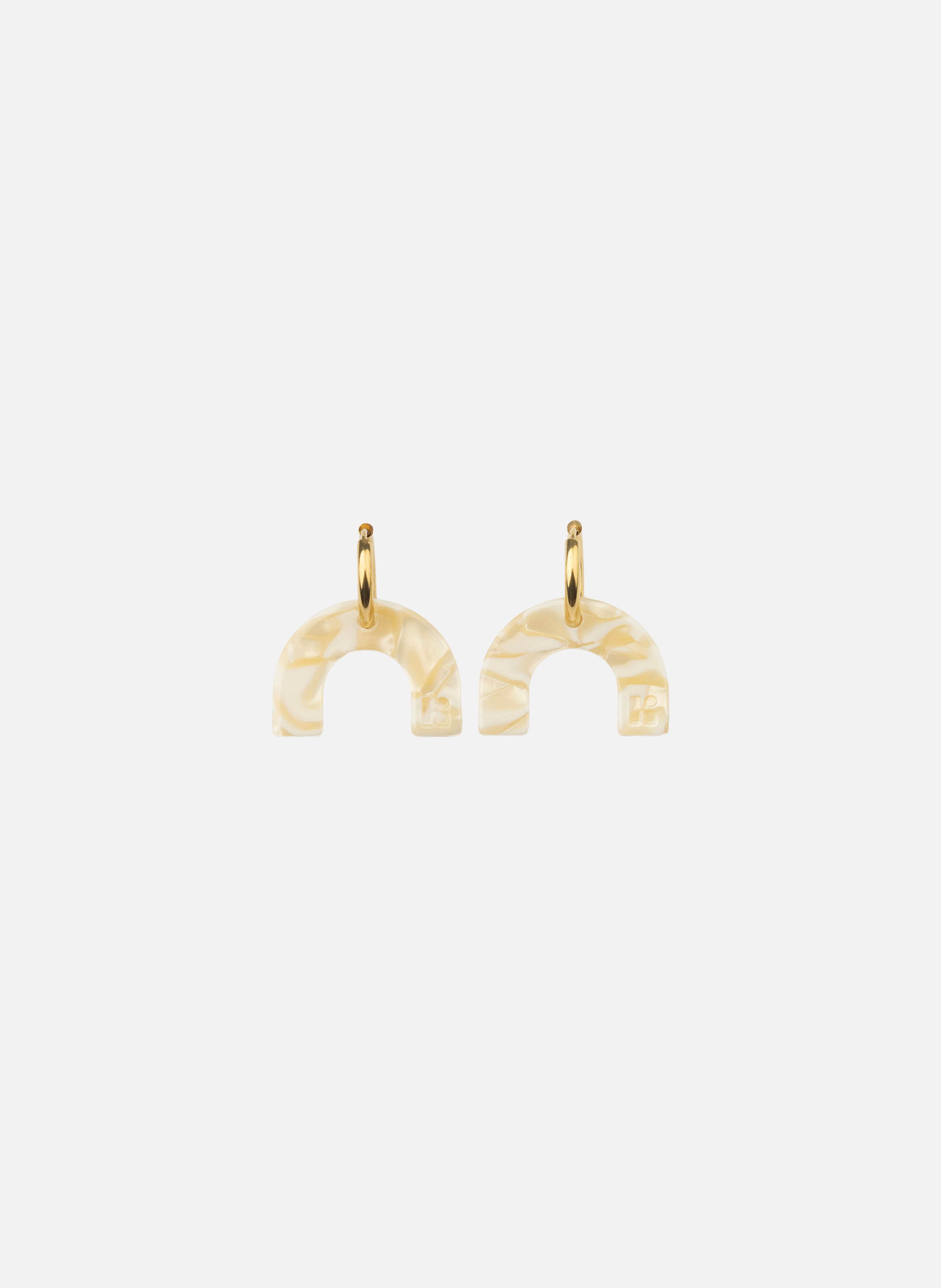 Boucles d'oreilles arc-en-ciel avec anneaux en acier inoxydable doré KURAGE GINZA Beige