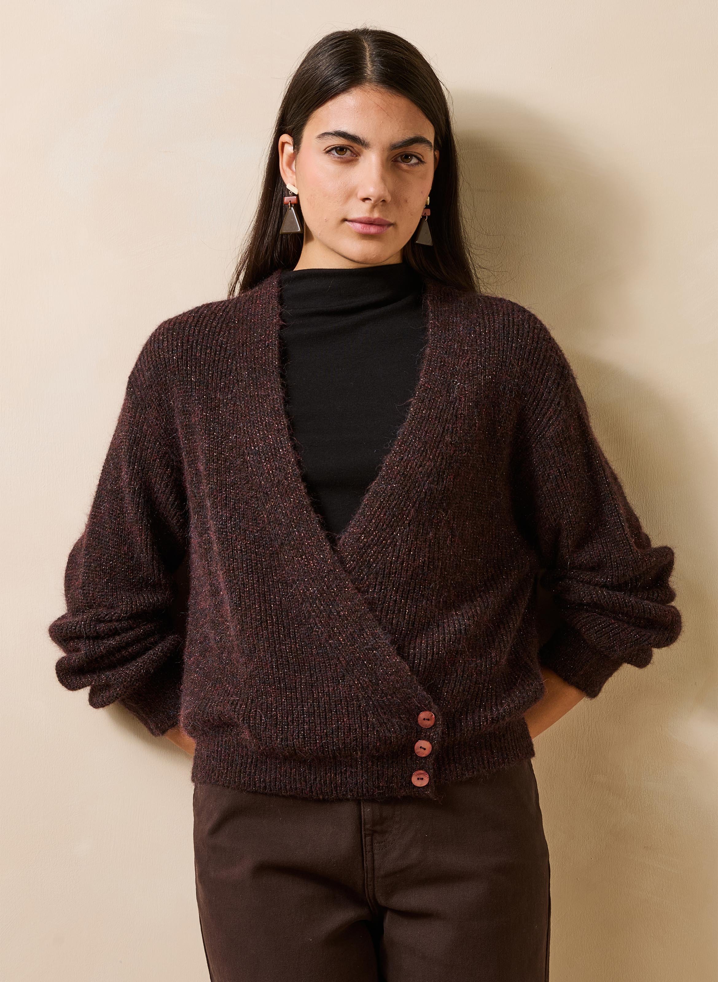 Vest met V-hals LA FEE MARABOUTEE Bruin