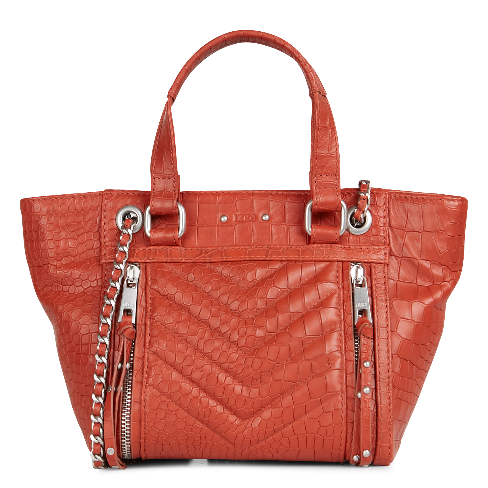 Sac épaule en cuir effet croco