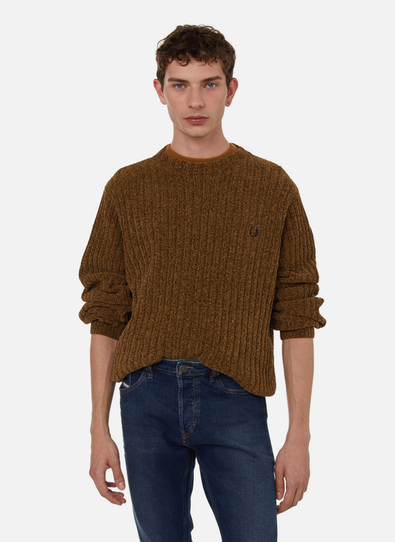 FRED PERRY Pull en maille chenille Marron