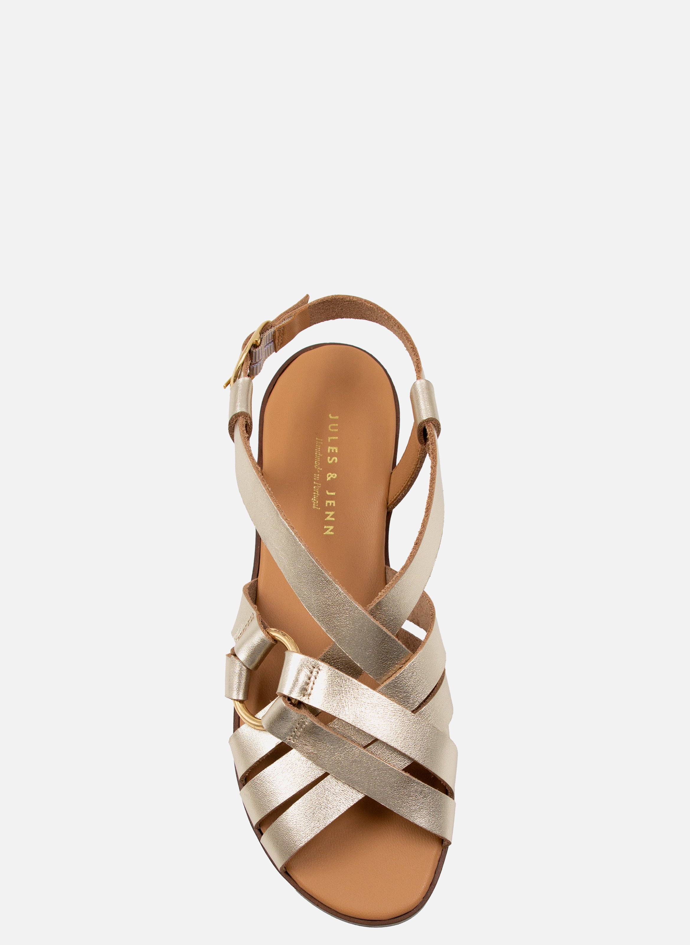 Sandales plates anneau cuir métallisé JULES & JENN Doré