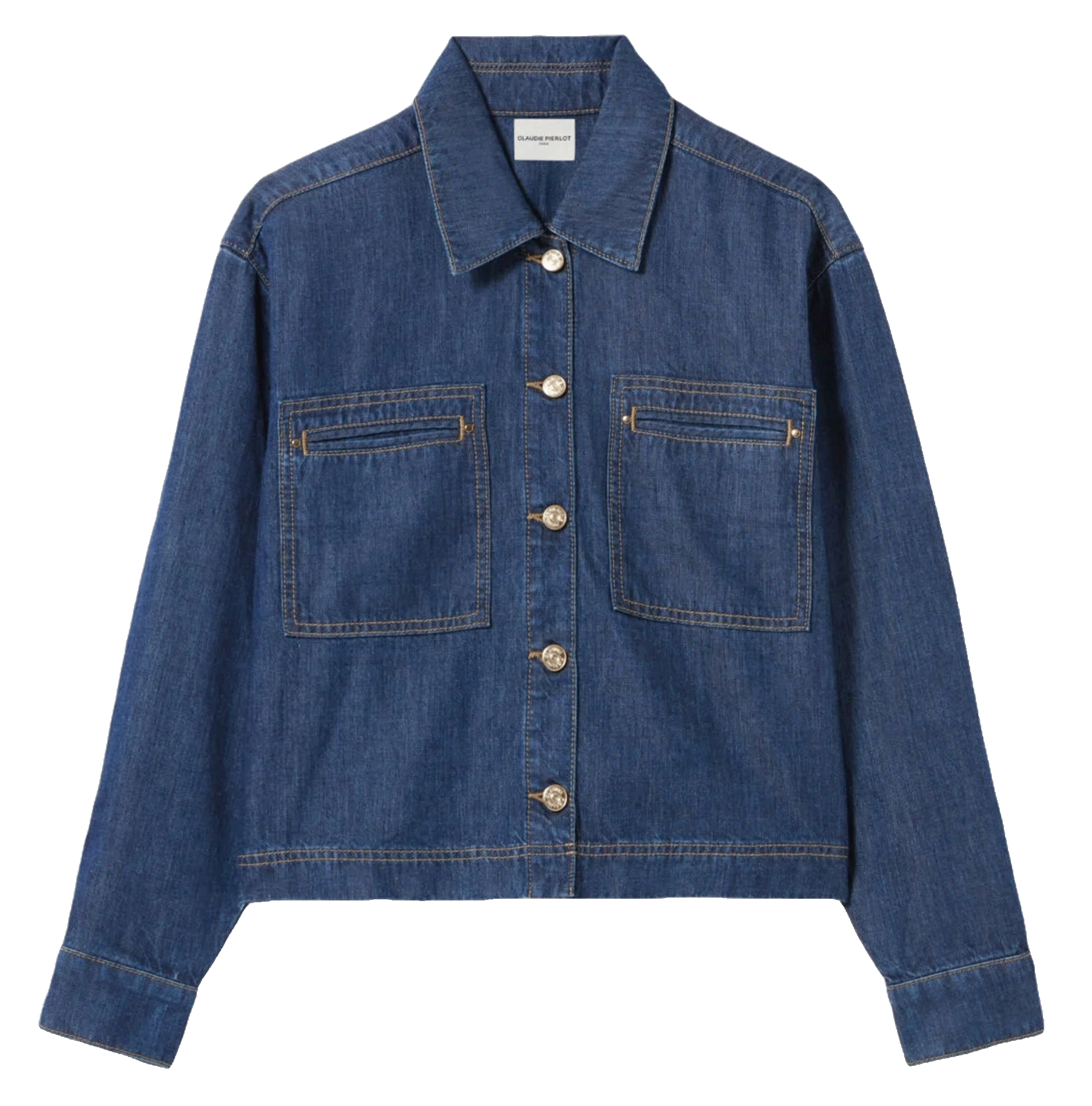 Chemise col classique en denim CLAUDIE PIERLOT Bleu