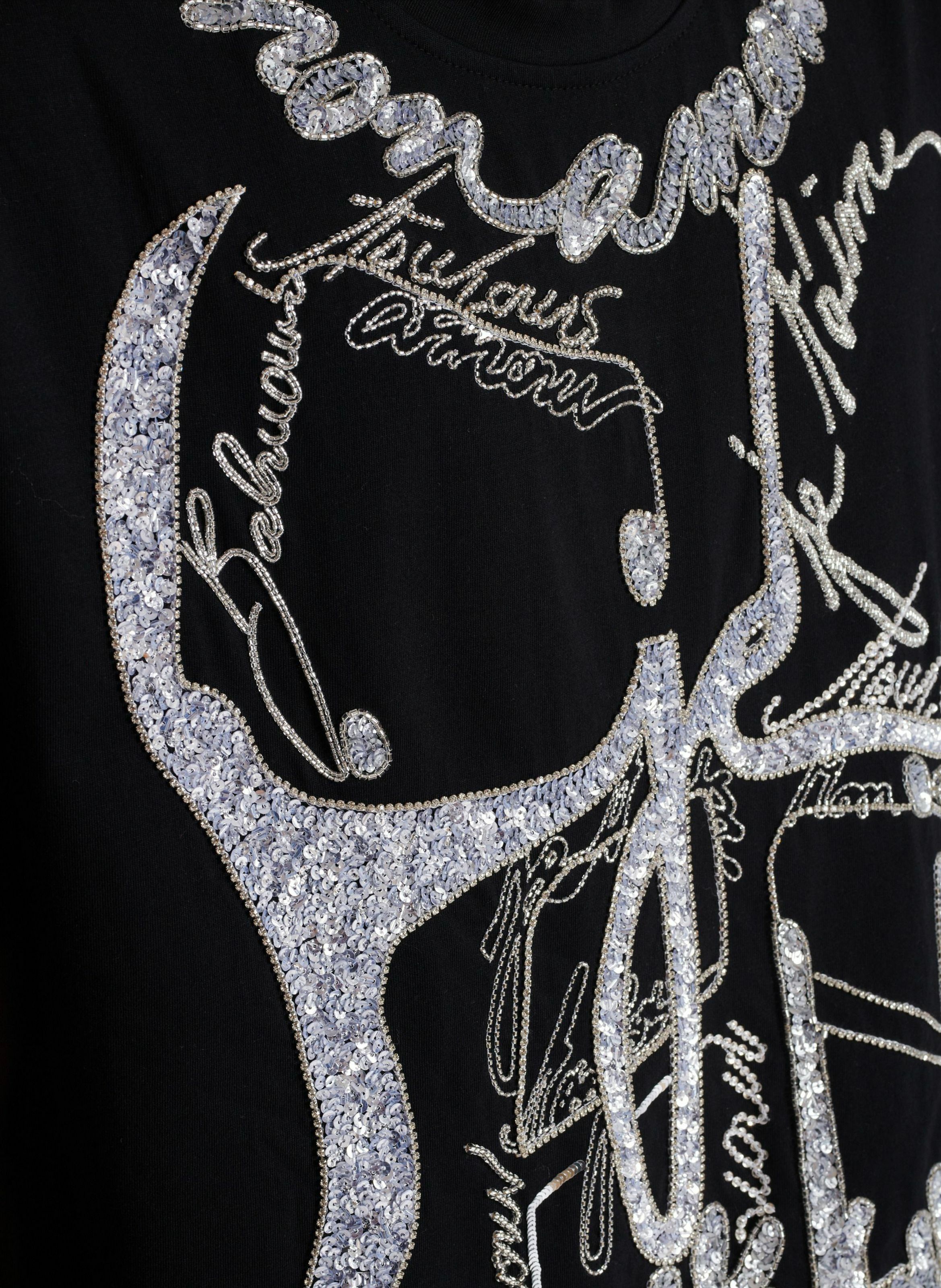 T-shirt brodé corps et « lettre d'amour » BALMAIN Noir