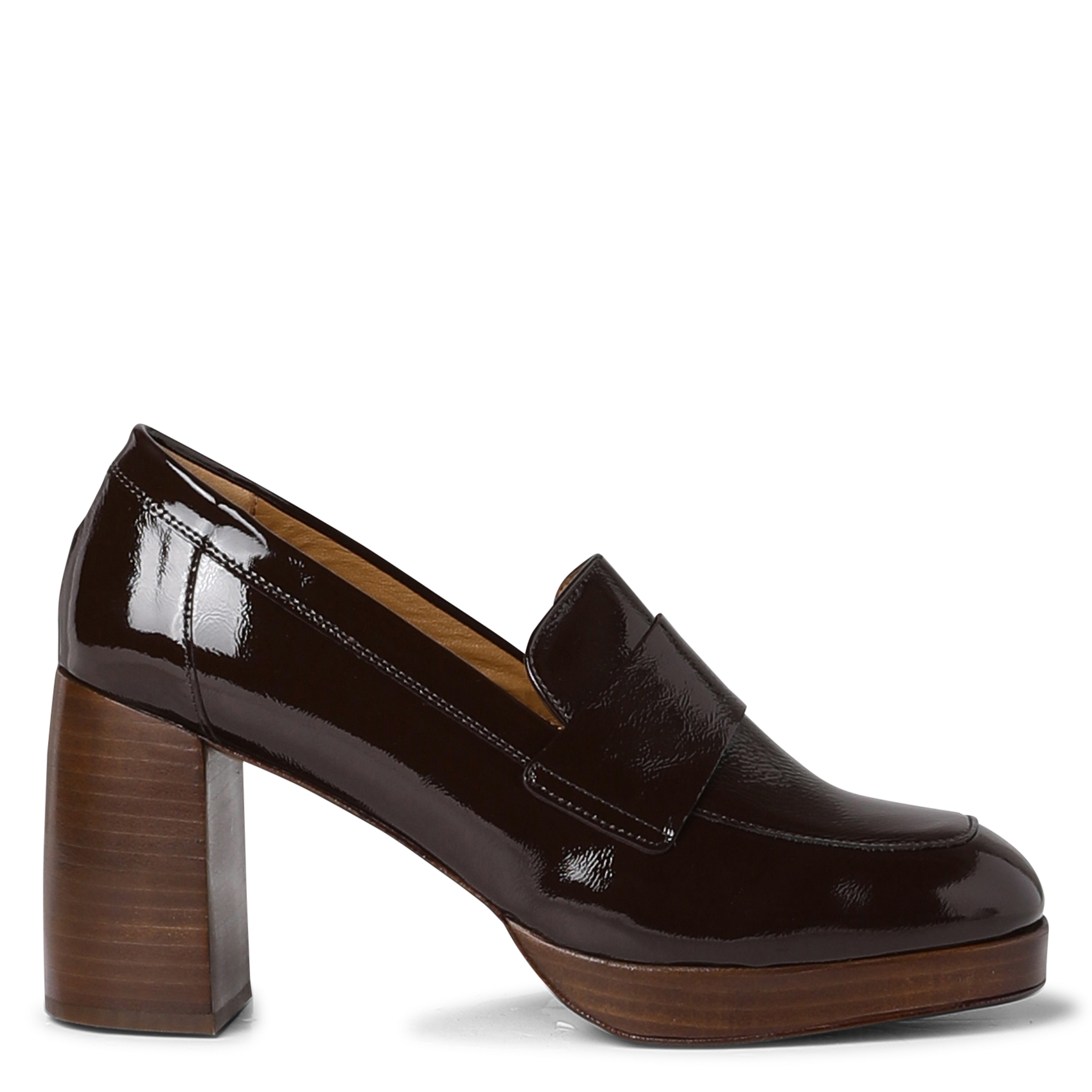 MAISON 123 Mocassins en cuir verni violette Marron