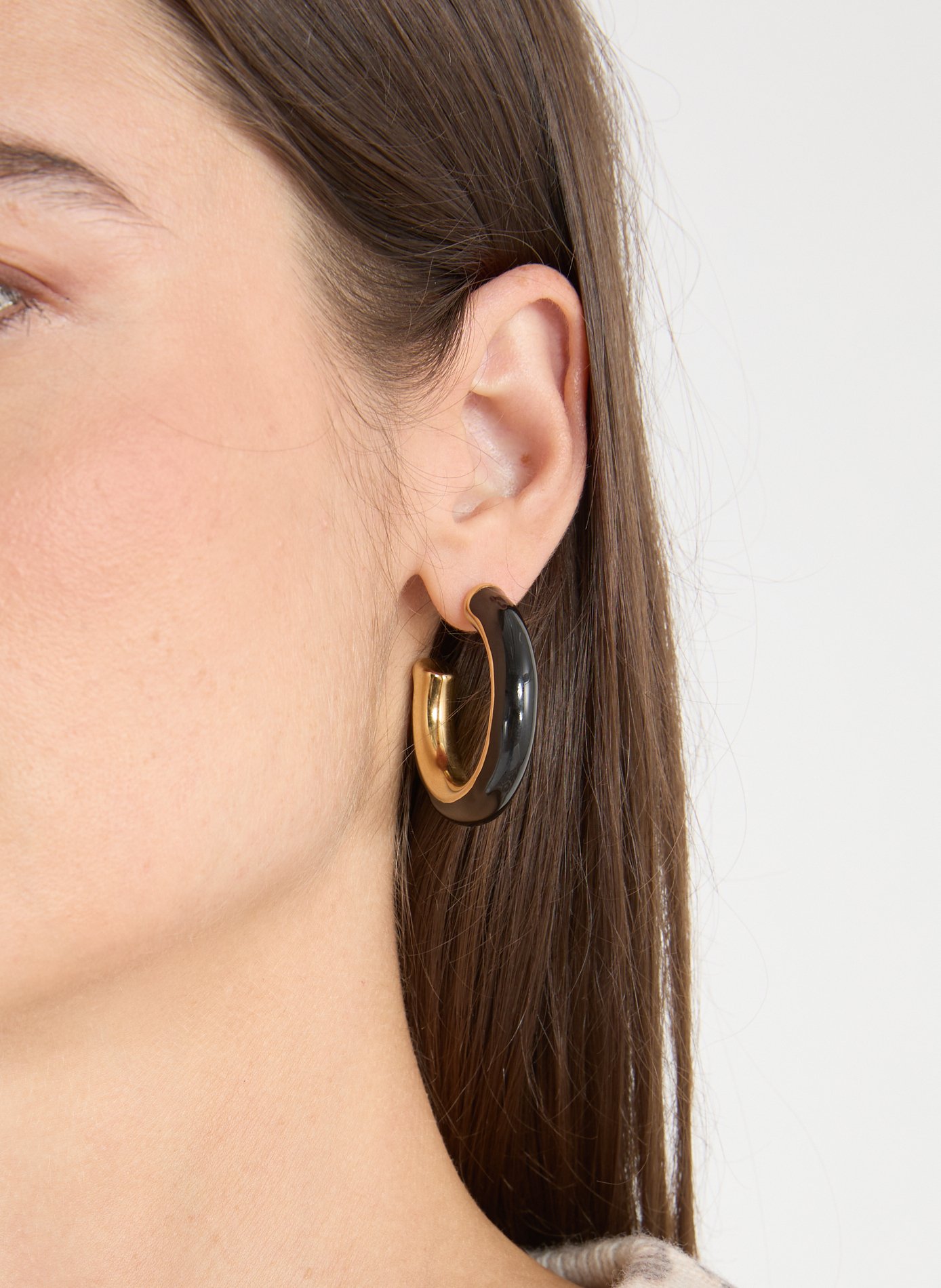 Boucles d&#039;oreille Créoles AU PRINTEMPS PARIS Noir